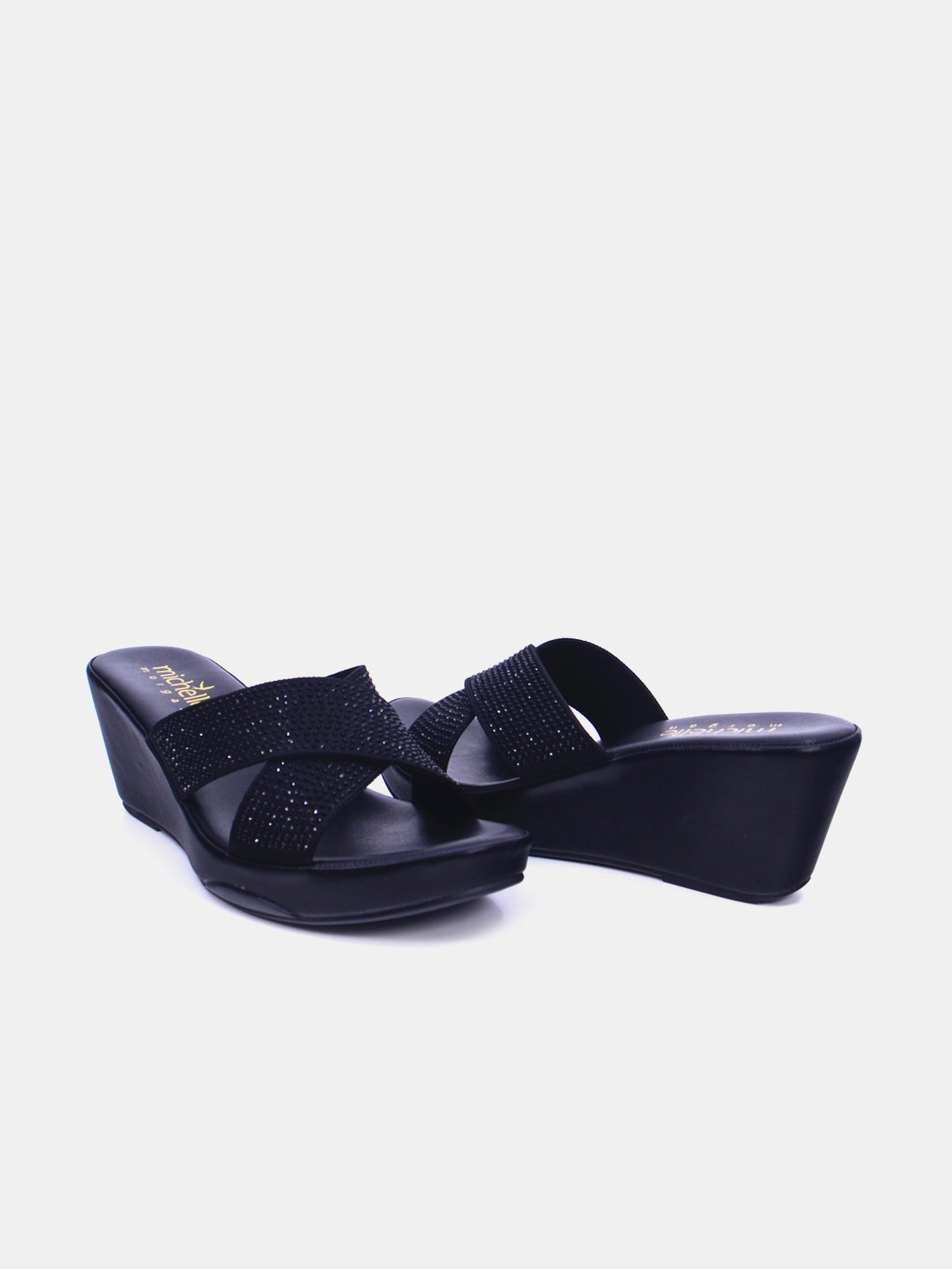 Michelle Morgan 314ZD012 Women's Wedge Sandals #color_Black
