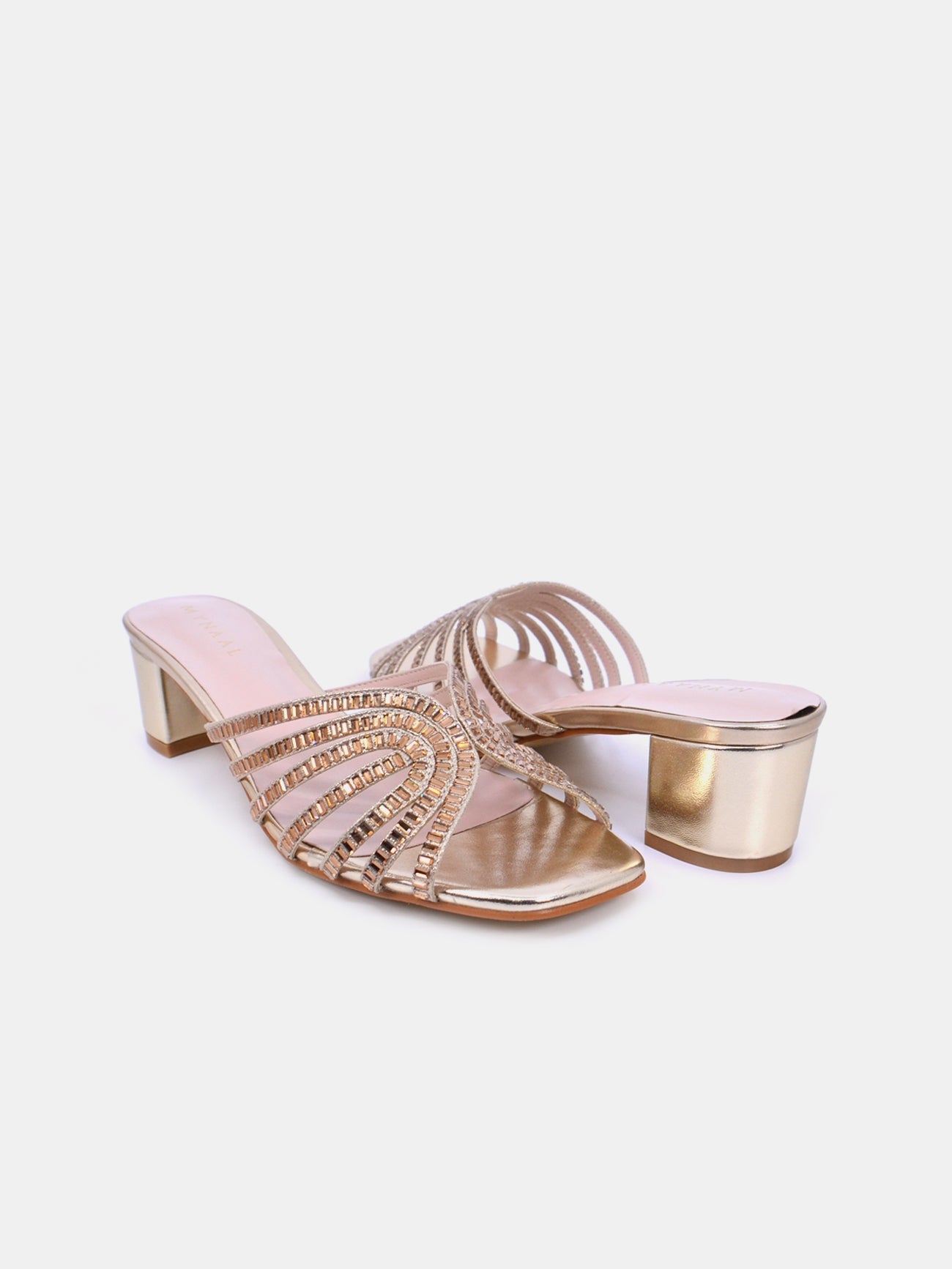 Mynaal Lynara Women's Block Heel Sandals #color_Gold