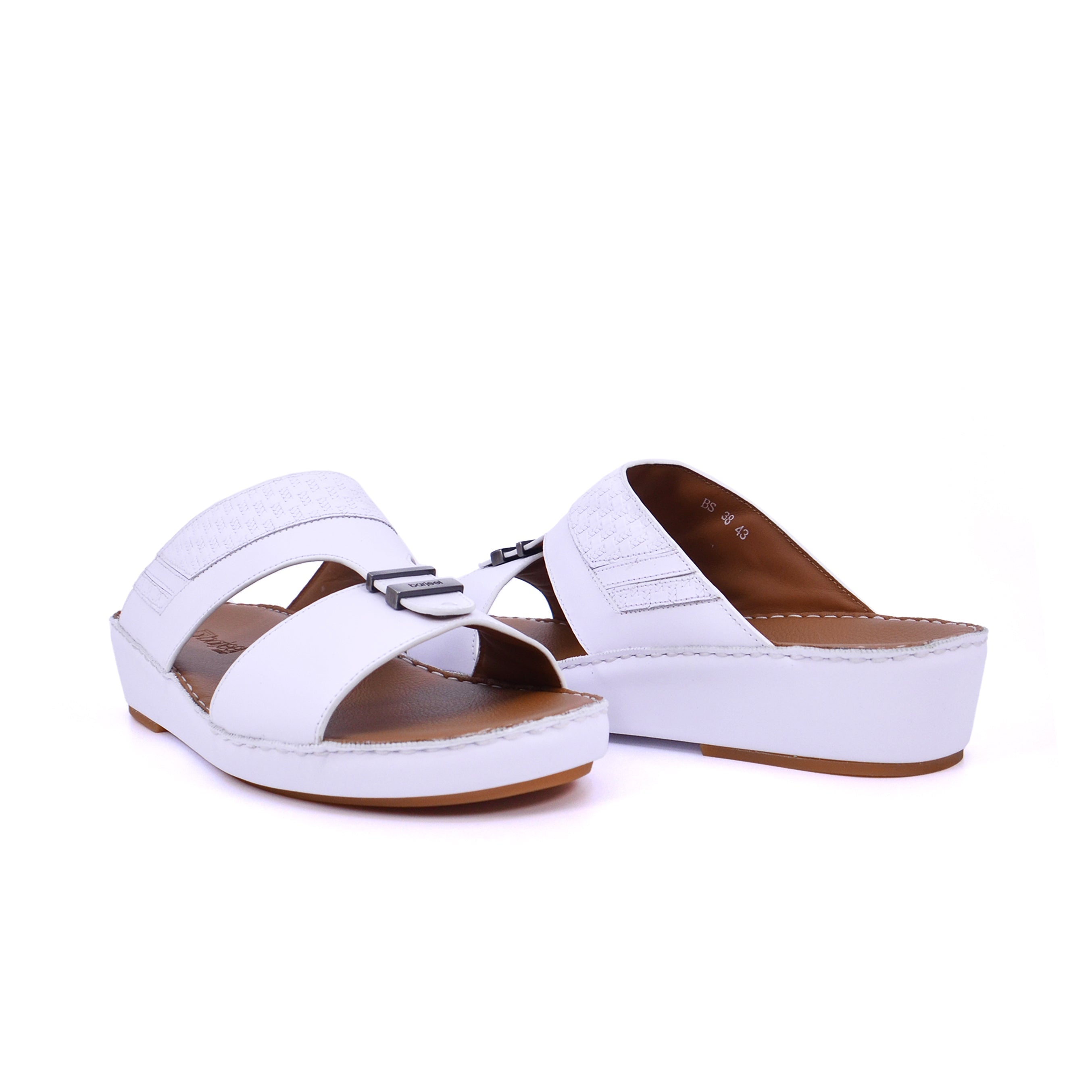 Barjeel Uno BS38 Men's Arabic Sandals #color_White
