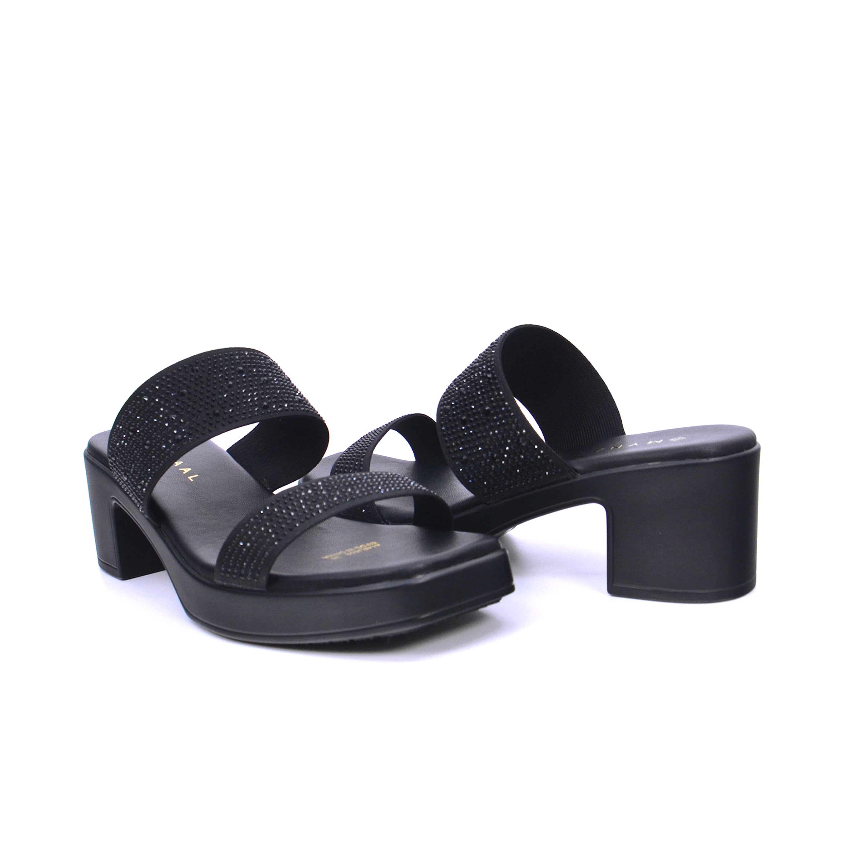 Mynaal 414Rj67B Women's Block-Heel Sandal #color_Black