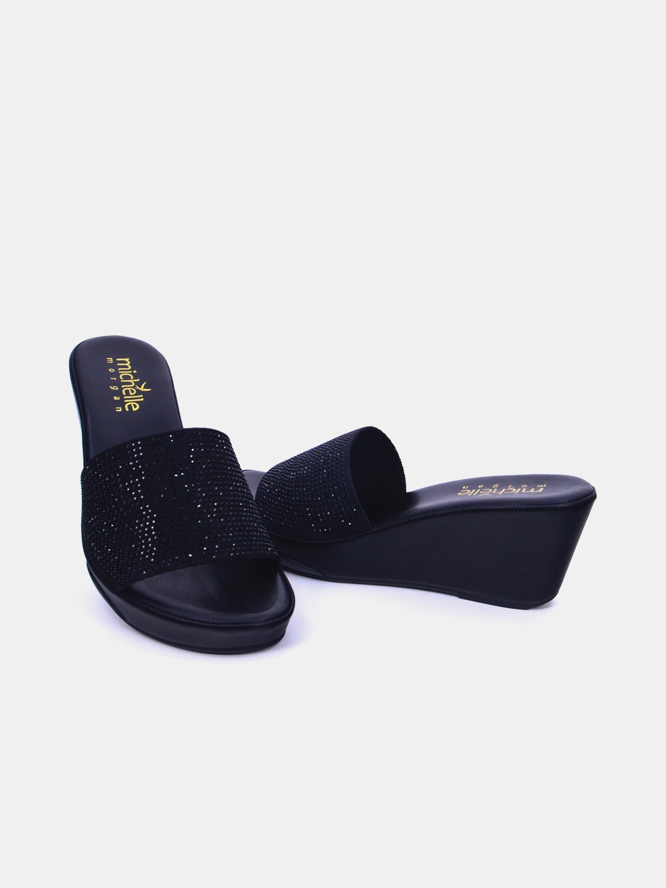 Michelle Morgan 214ZD011 Women's Wedge Sandals #color_Black