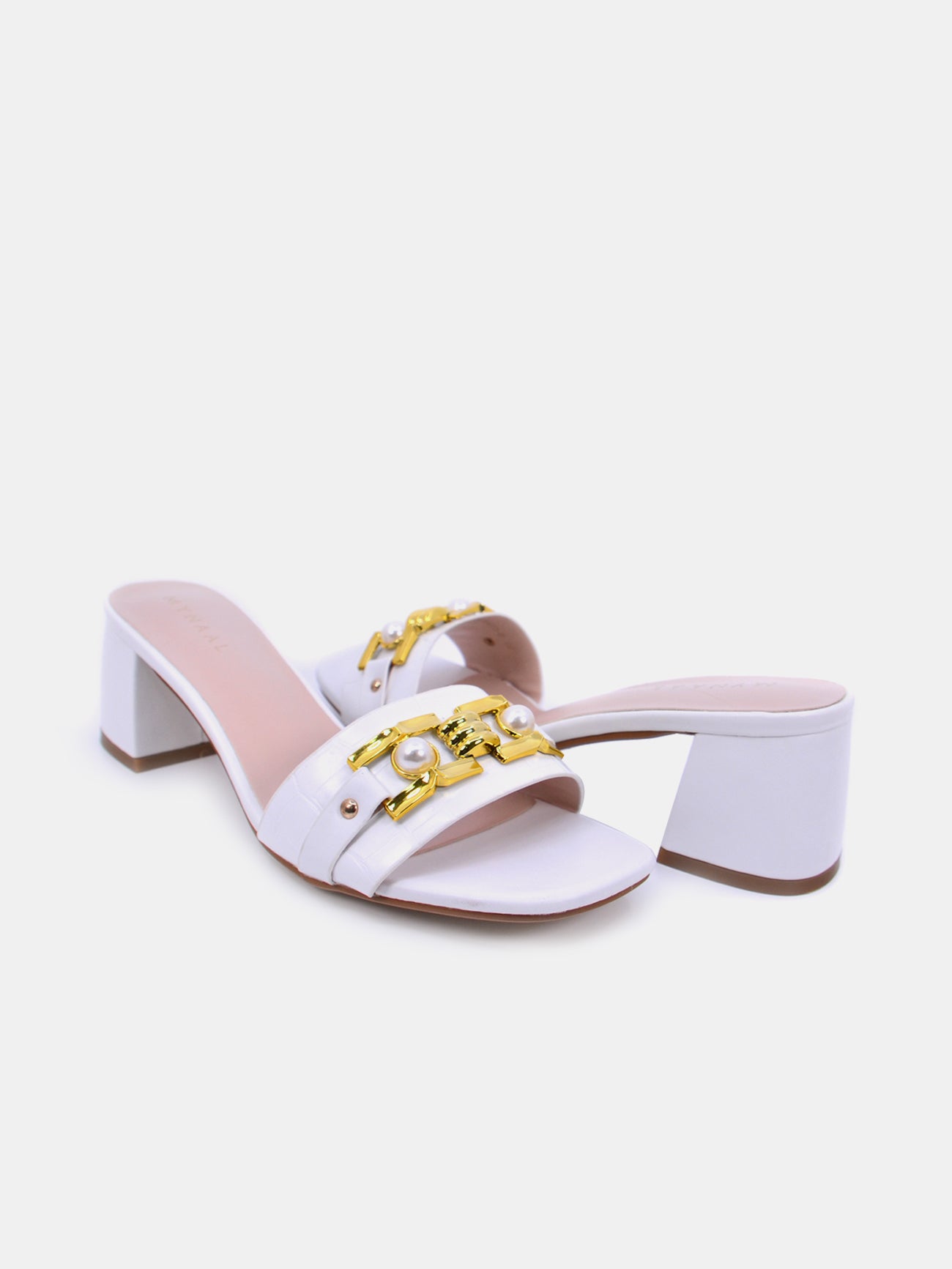 Mynaal Nova Women's Block Heel Sandals #color_White