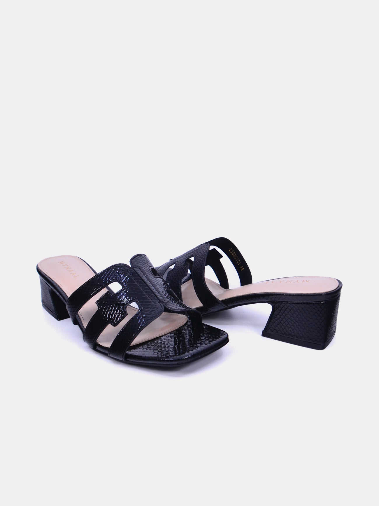 Mynaal Celestia Women's Block Heel Sandals #color_Black