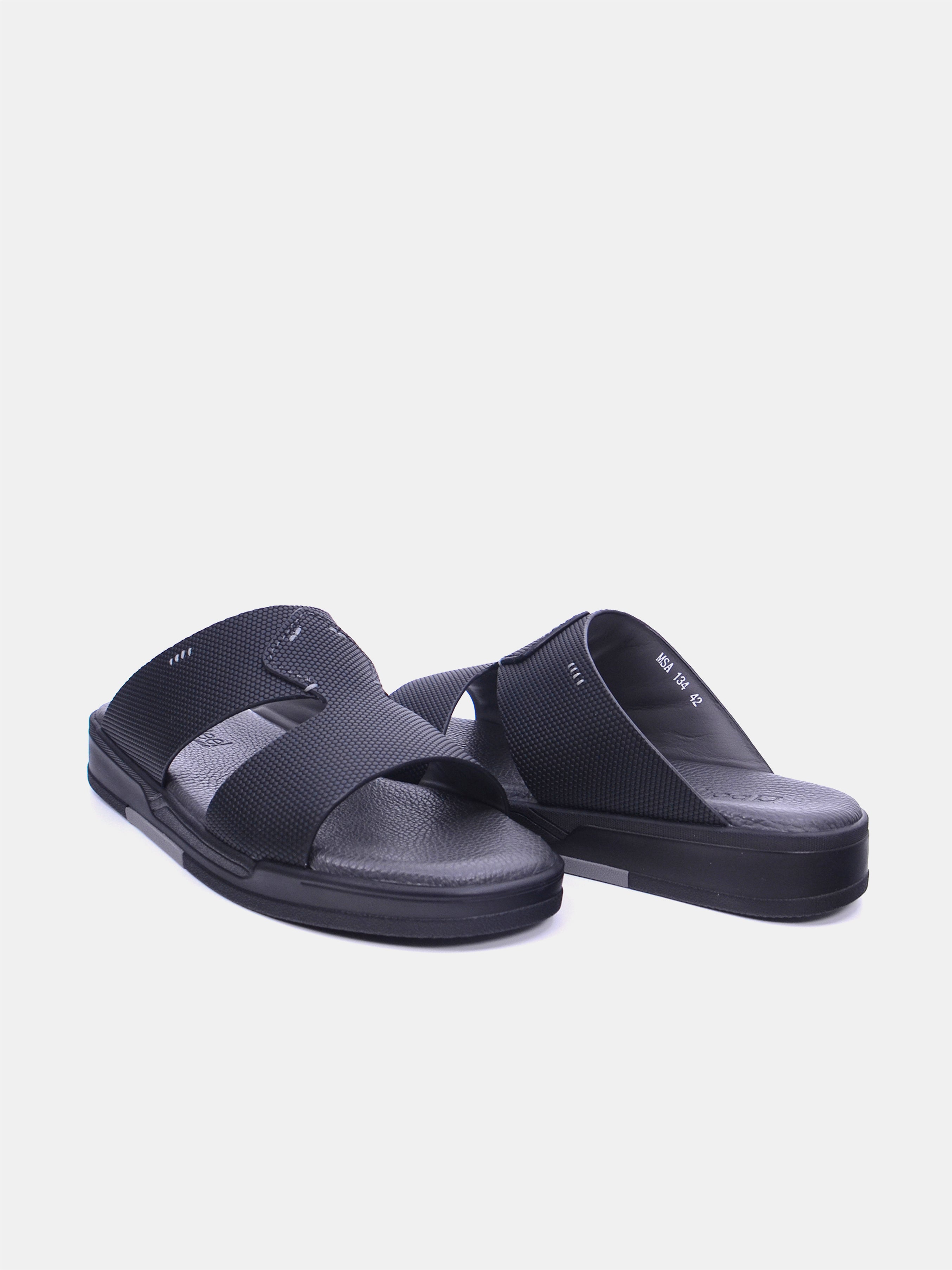 Barjeel Uno MSA134 Men Arabic Sandals #color_Black