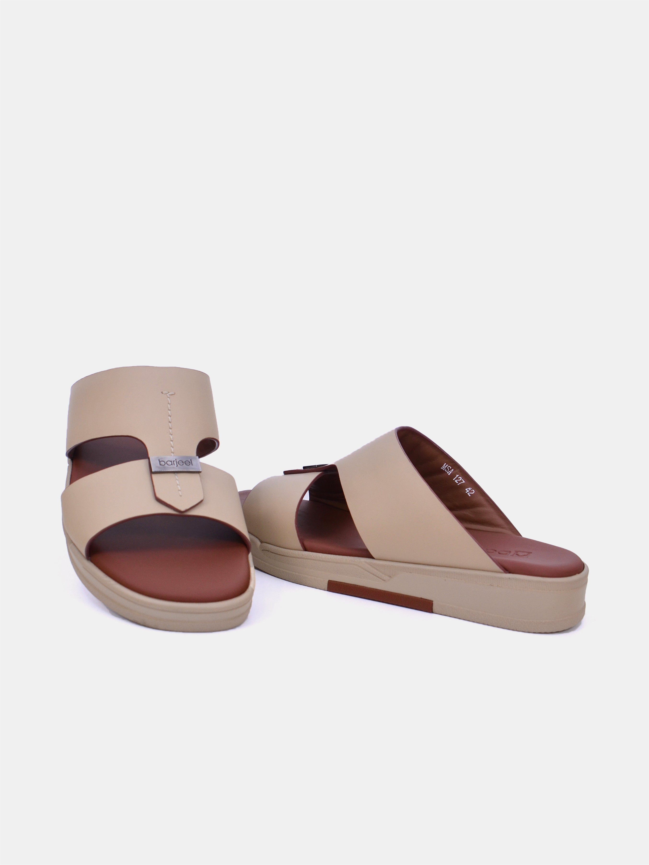 Barjeel Uno TAM Sole MSA-127 Men's Arabic Sandals #color_beige