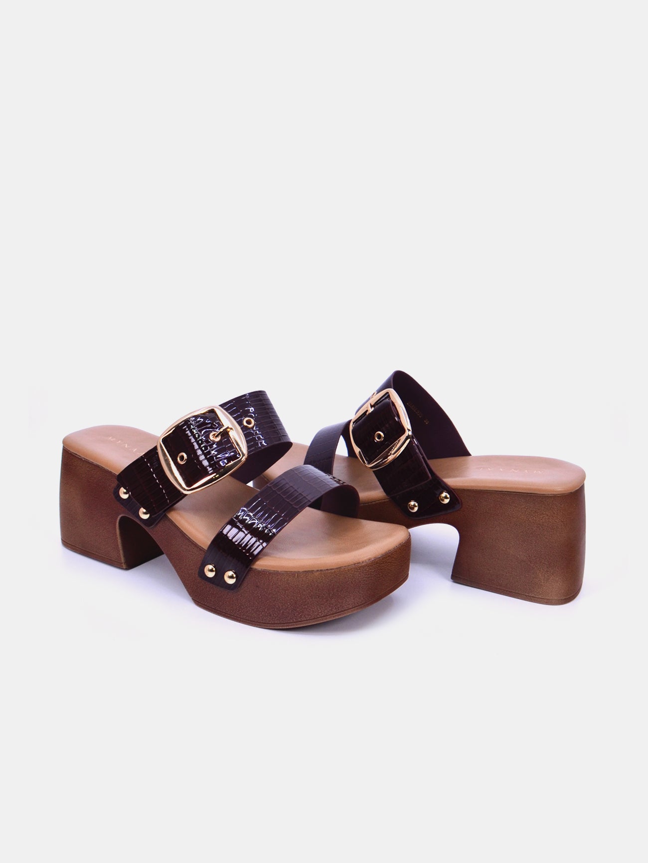 Mynaal Marcella Women's Block Heel Sandals #color_Brown