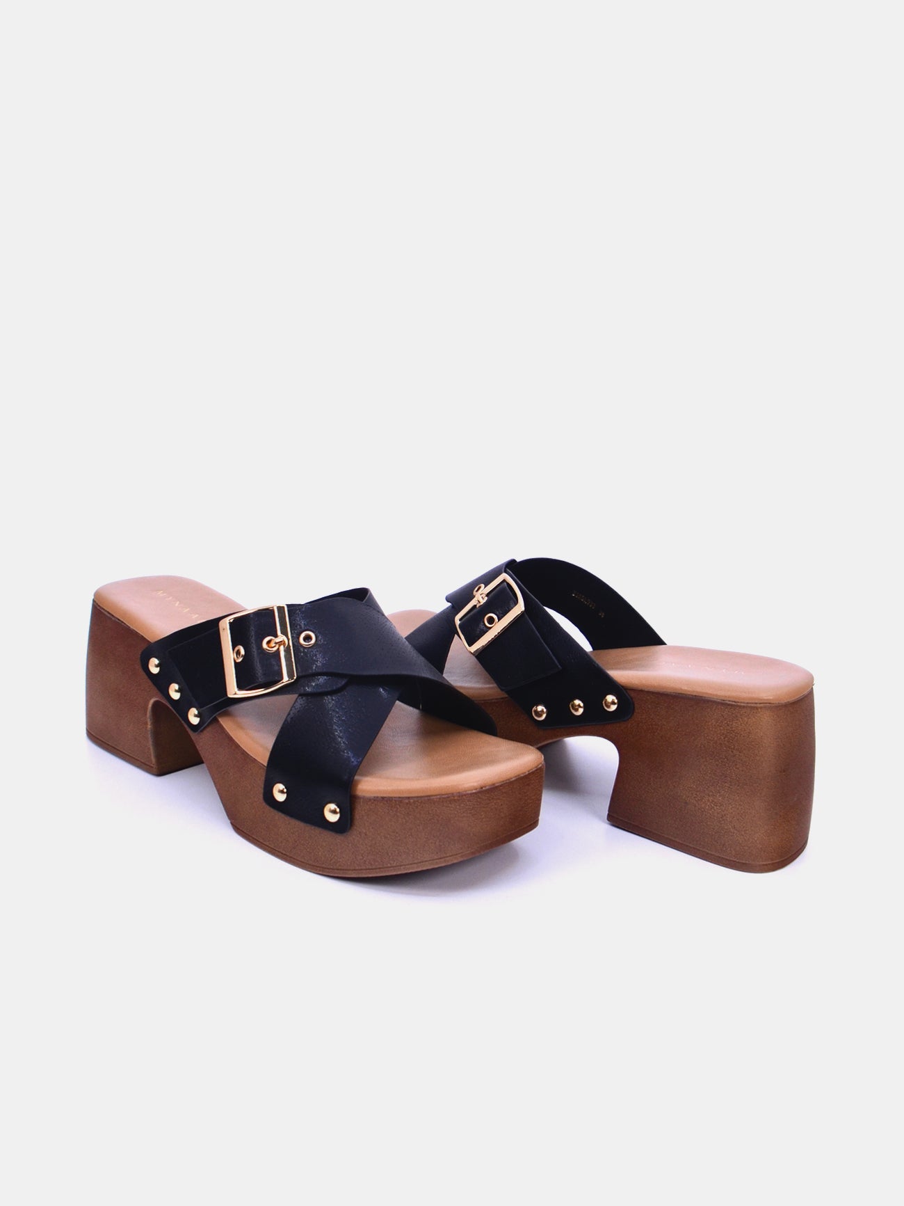 Mynaal Amora Women's Block Heel Sandals #color_Black