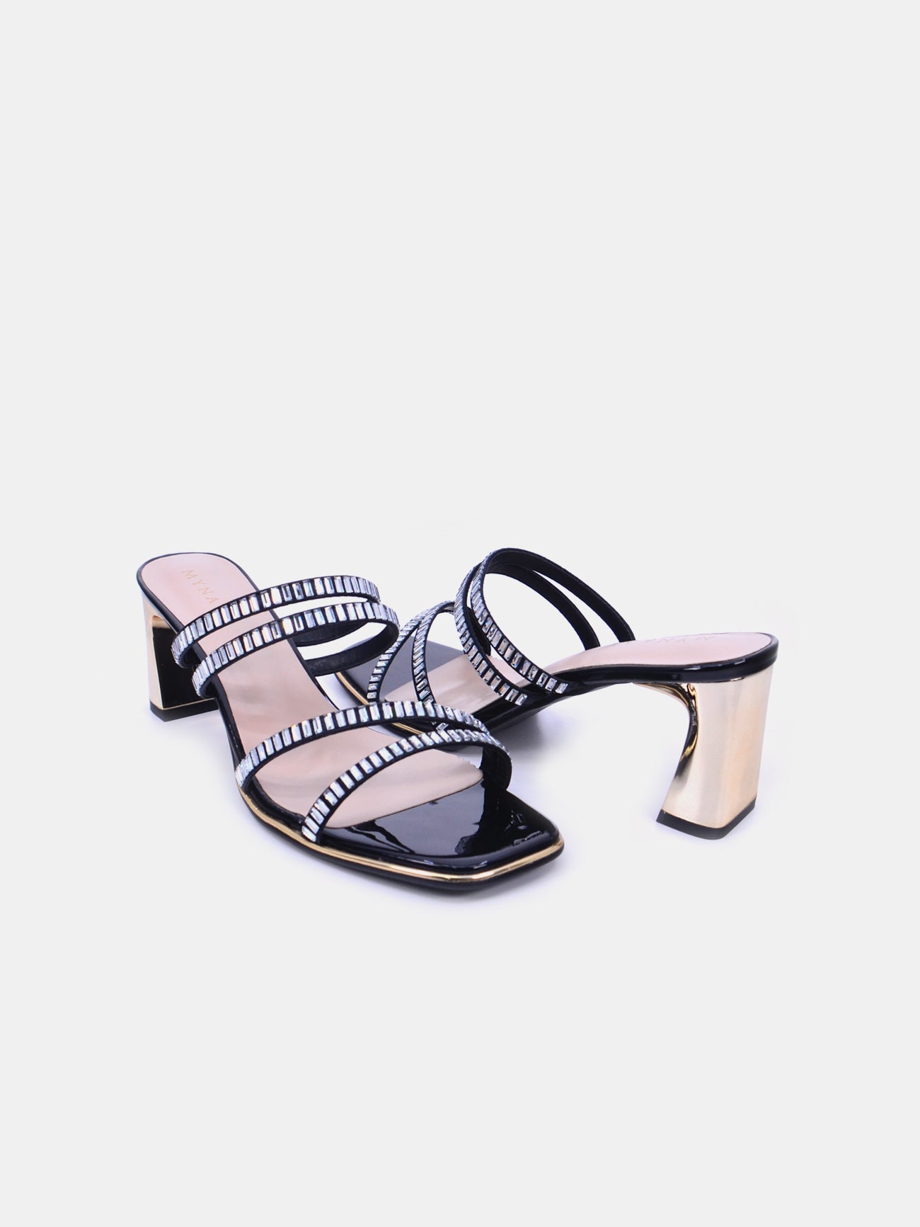 Mynaal Glemma Women's Block Heel Sandals #color_Black