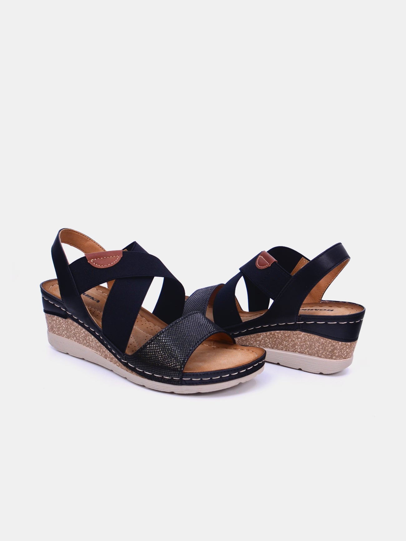 Romika 36601-AR638 Wedge Sandals #color_Black