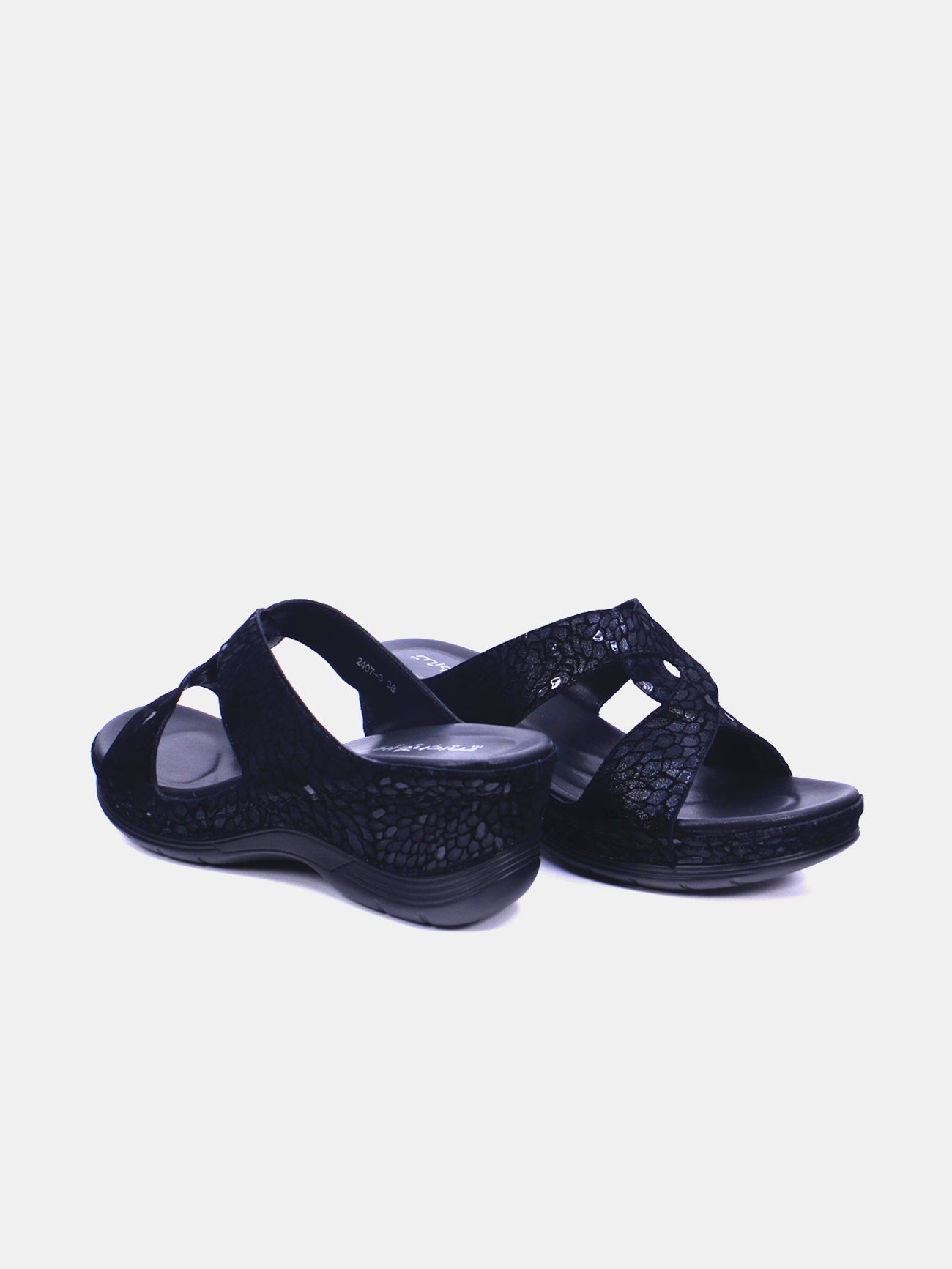 Michelle Morgan 2407-3 Women's Wedge Sandals #color_Black