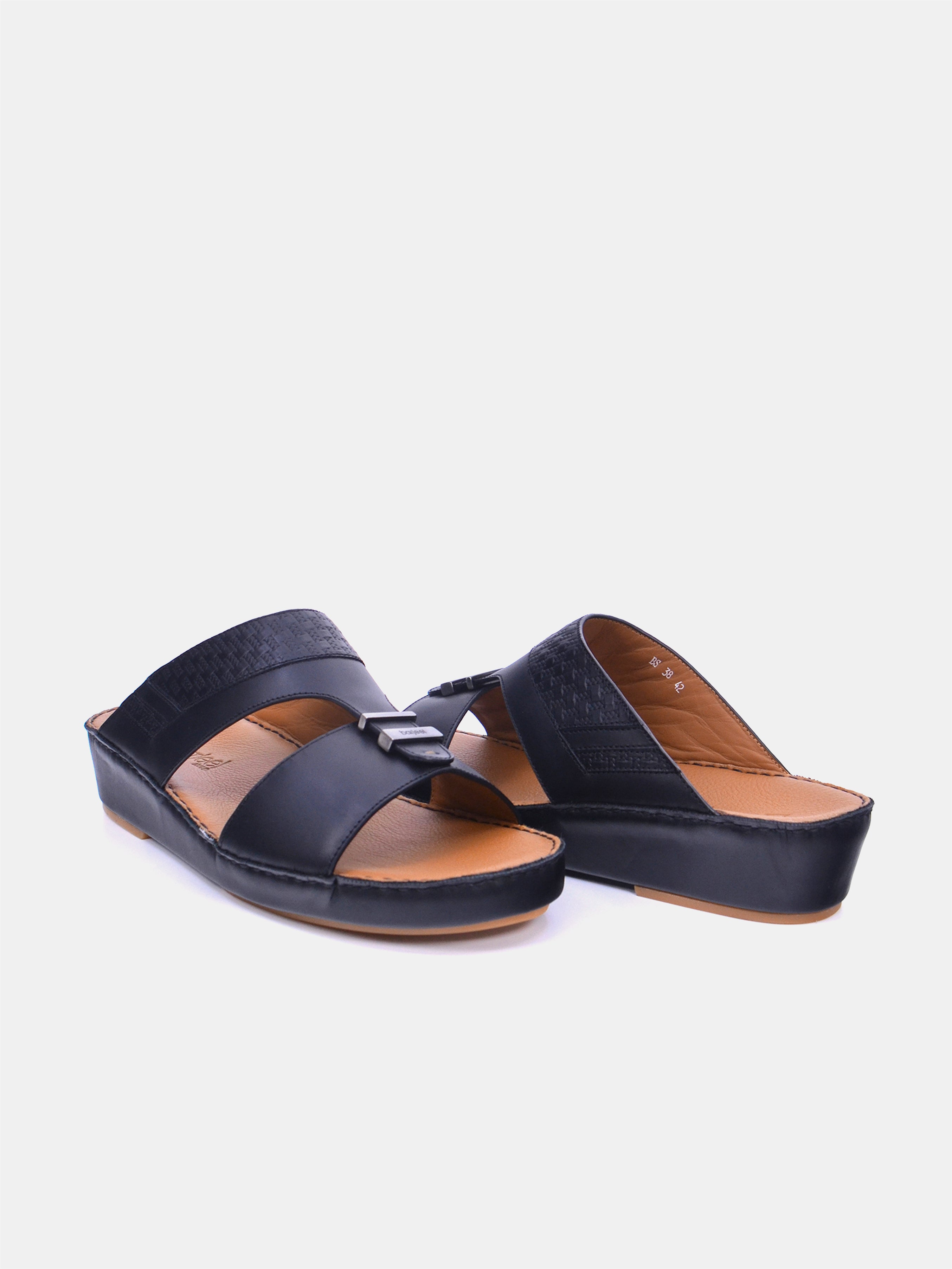 Barjeel Uno BS38 Men's Arabic Sandals #color_Black