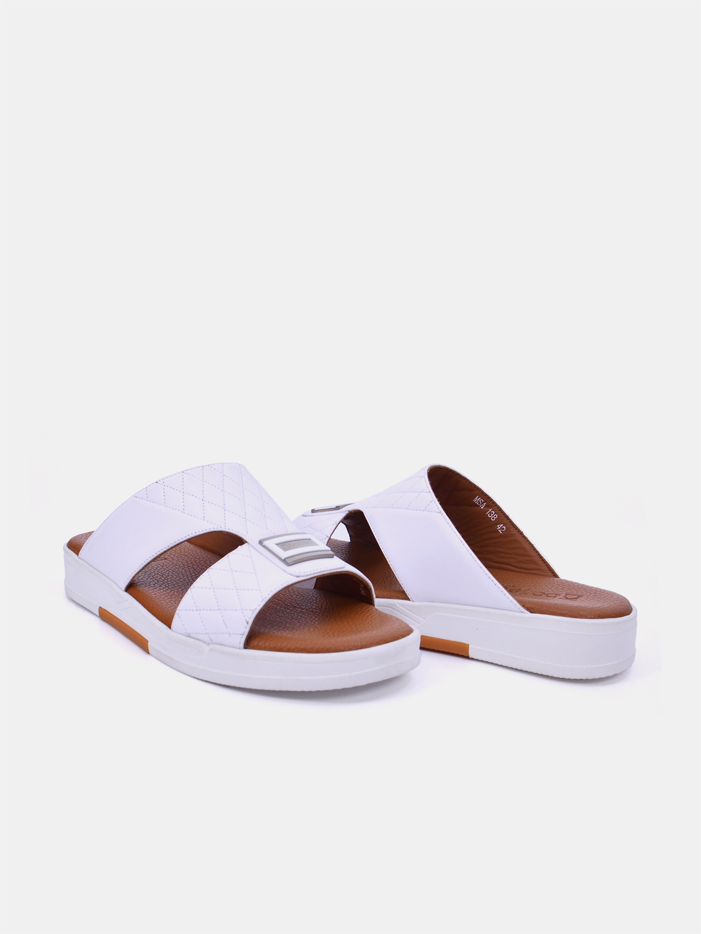 Barjeel Uno MSA138 Men Arabic Sandals #color_White