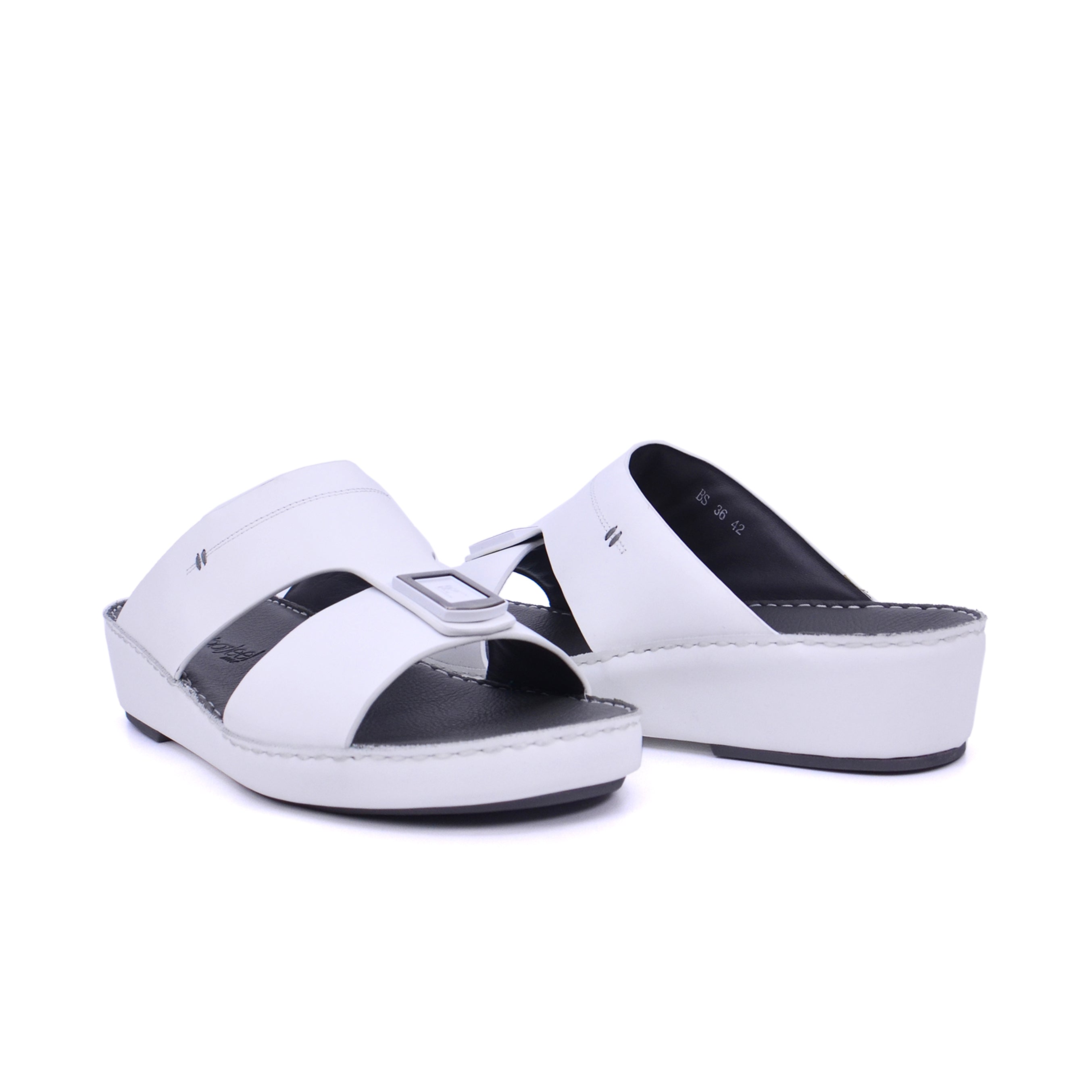 Barjeel Uno BS36 Men's Arabic Sandals #color_White