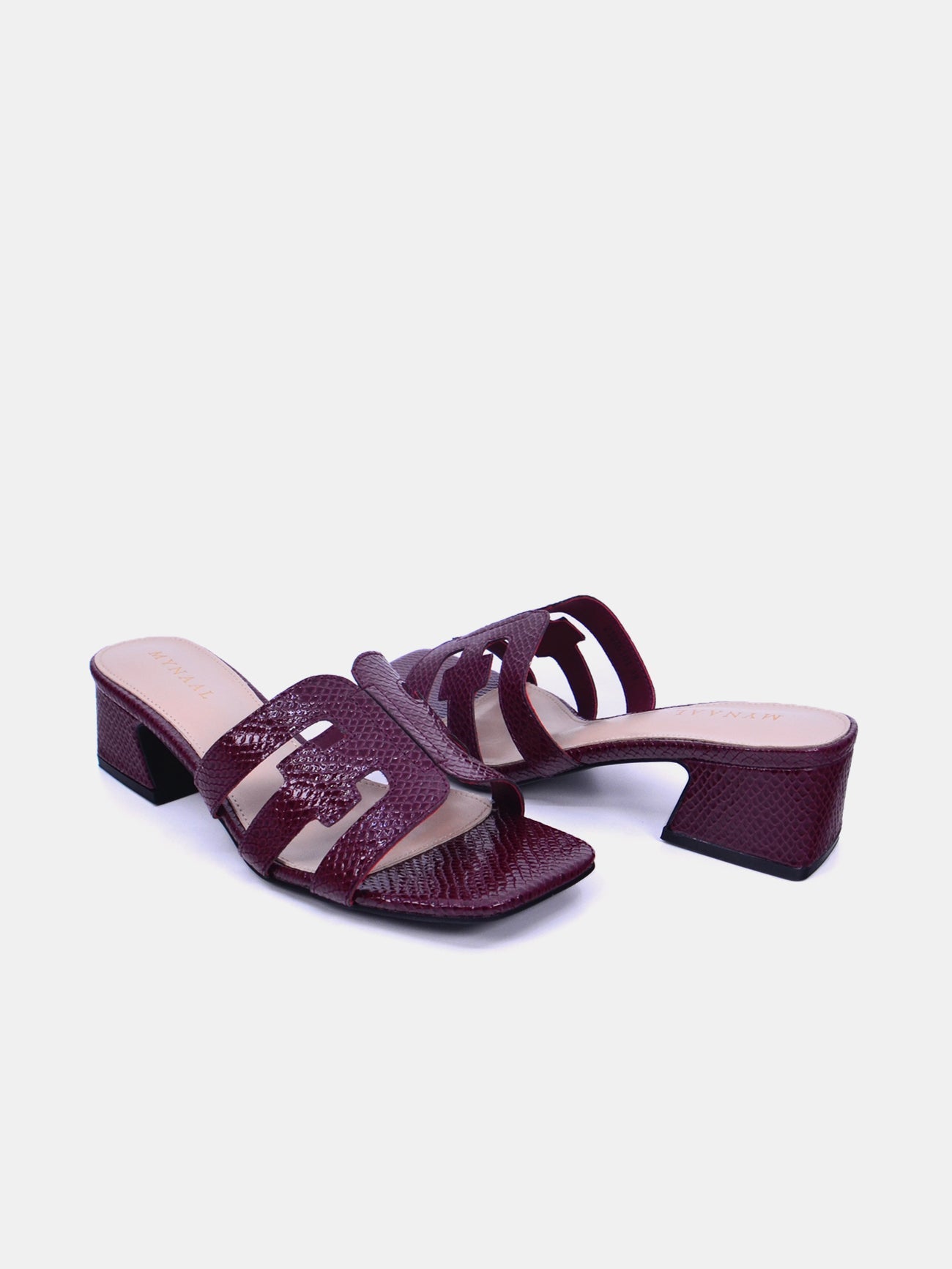 Mynaal Celestia Women's Block Heel Sandals #color_Maroon