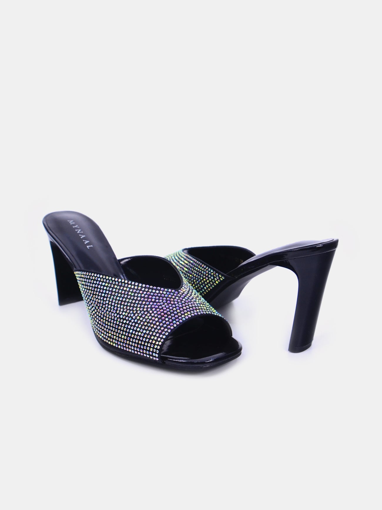 Mynaal Glitzo Women's High Heel Sandals #color_Black