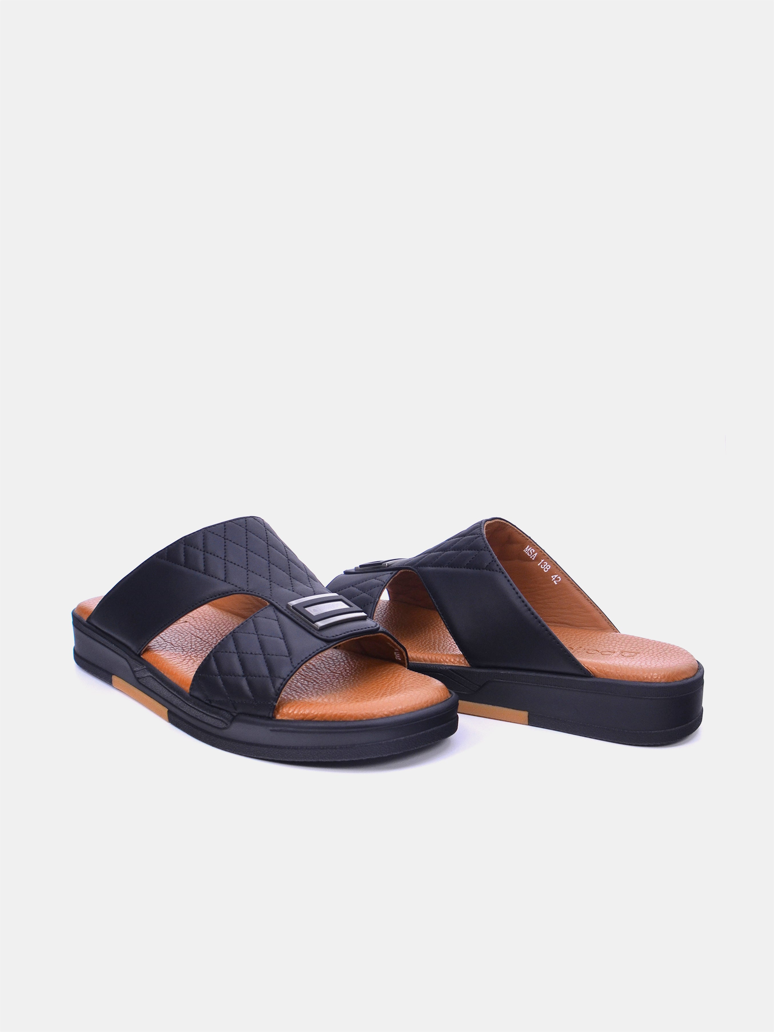 Barjeel Uno MSA138 Men Arabic Sandals #color_Black