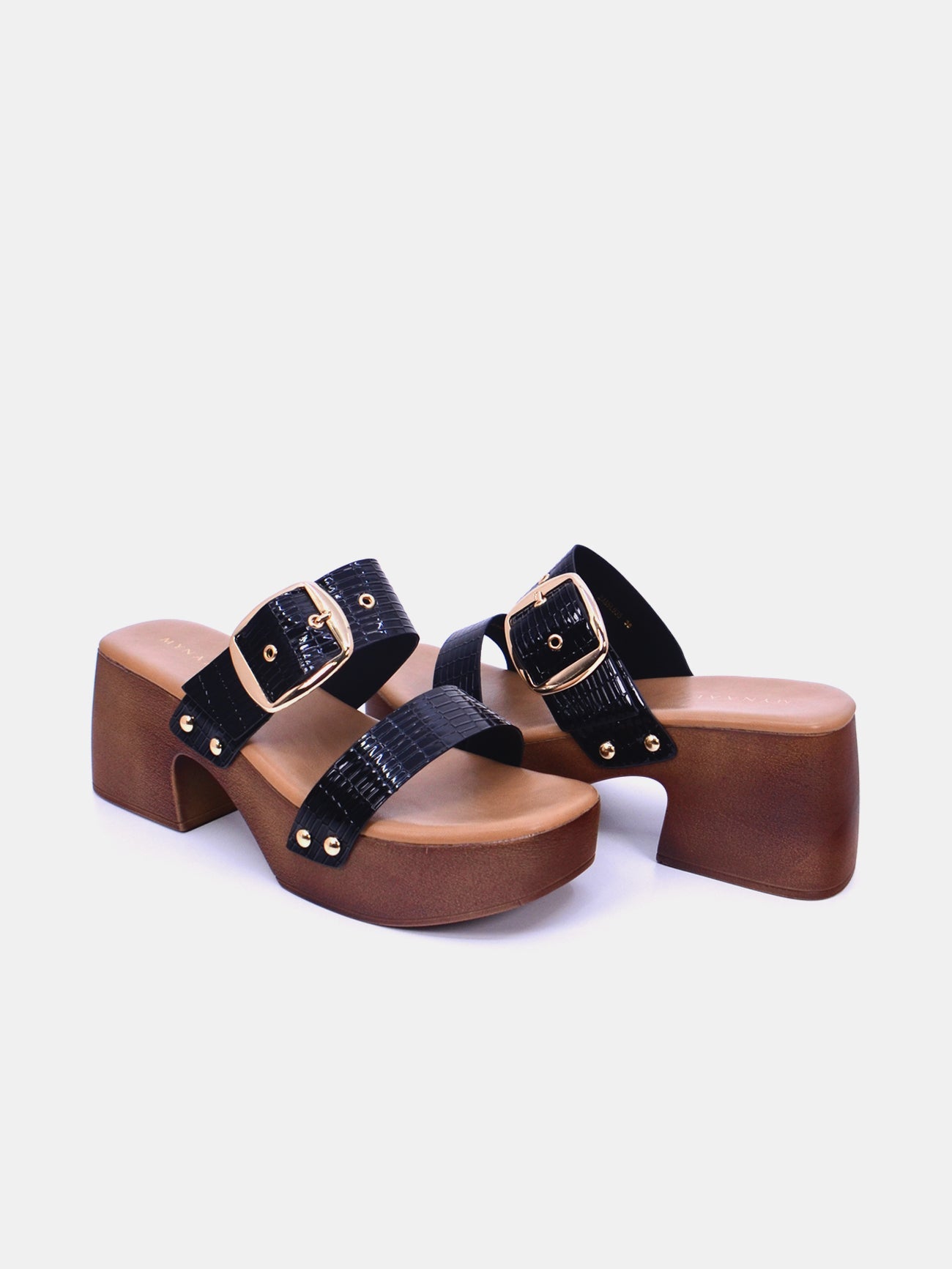 Mynaal Marcella Women's Block Heel Sandals #color_Black