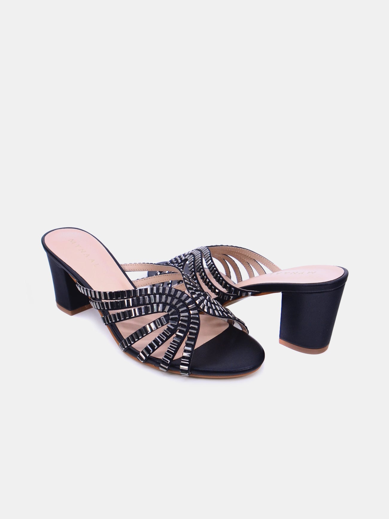 Mynaal Velaq Women's Block Heel Sandals #color_Black