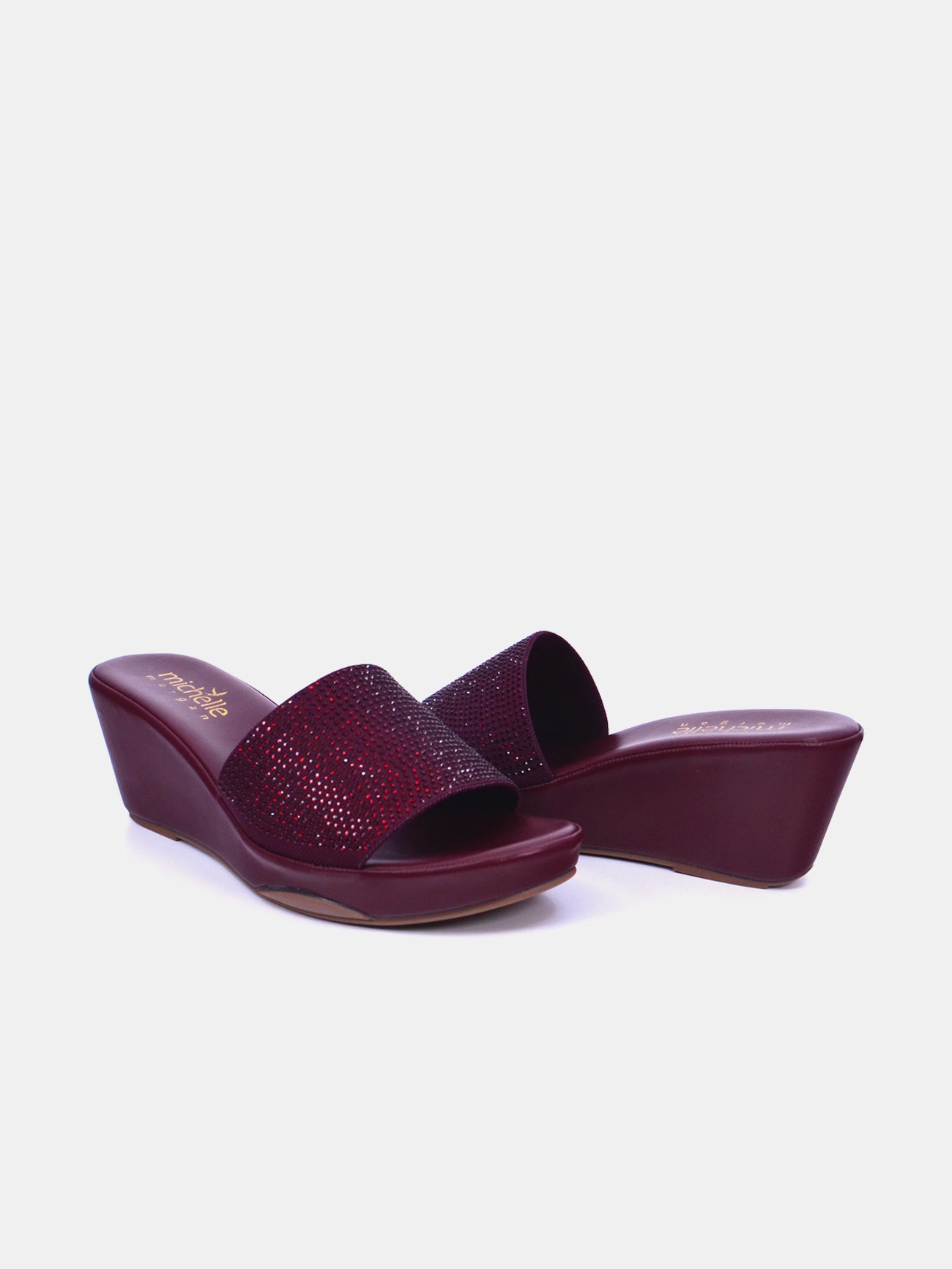 Michelle Morgan 214ZD011 Women's Wedge Sandals #color_Maroon
