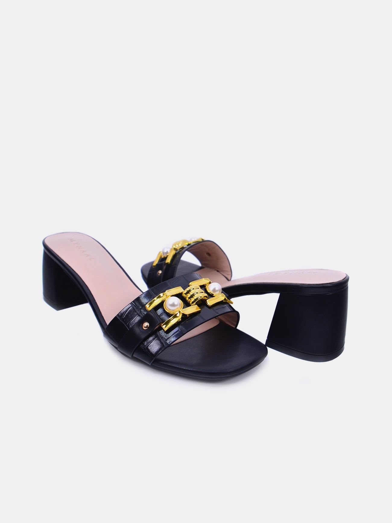 Mynaal Nova Women's Block Heel Sandals #color_Black