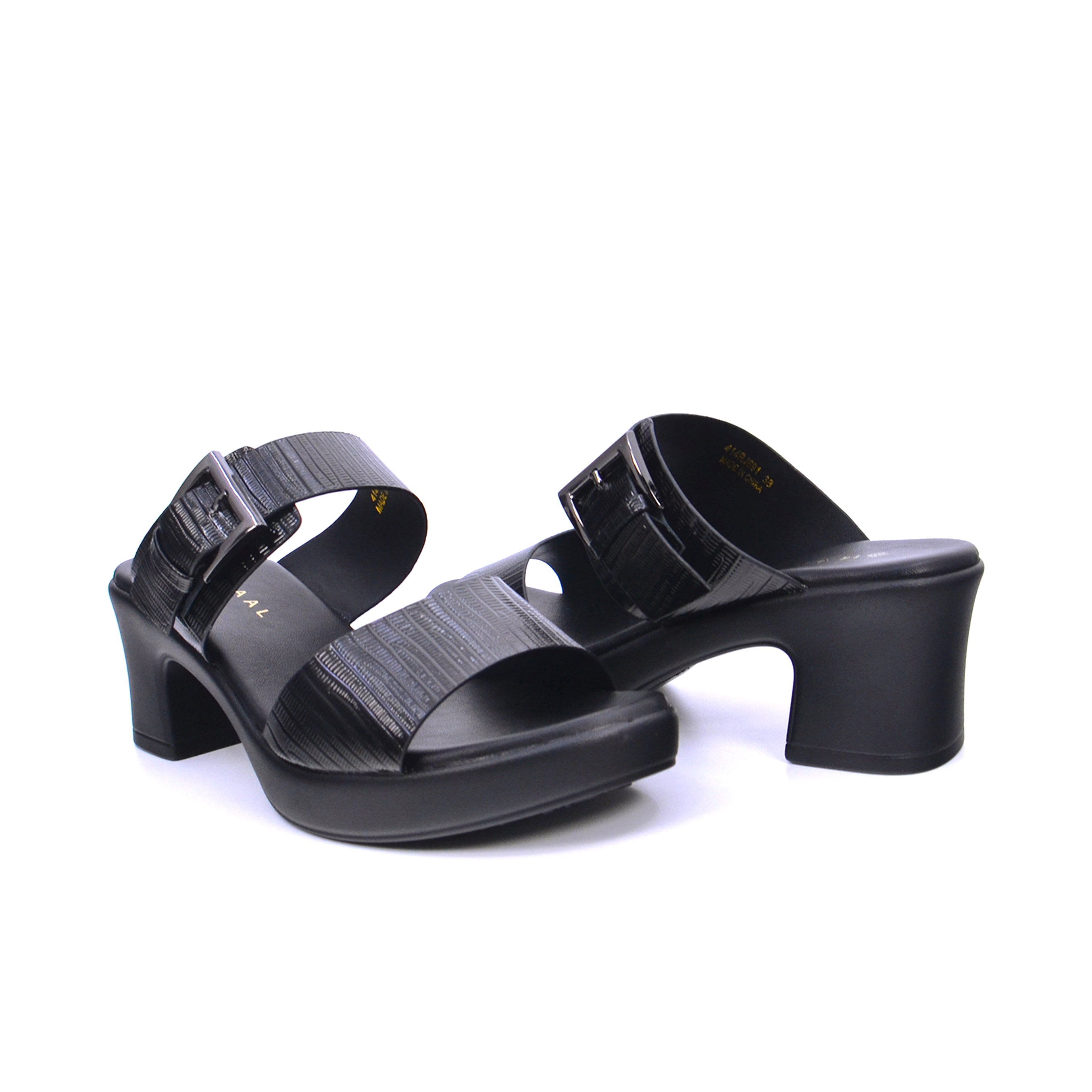 Mynaal 414Rj691 Women's Block Heel Sandal #color_Black