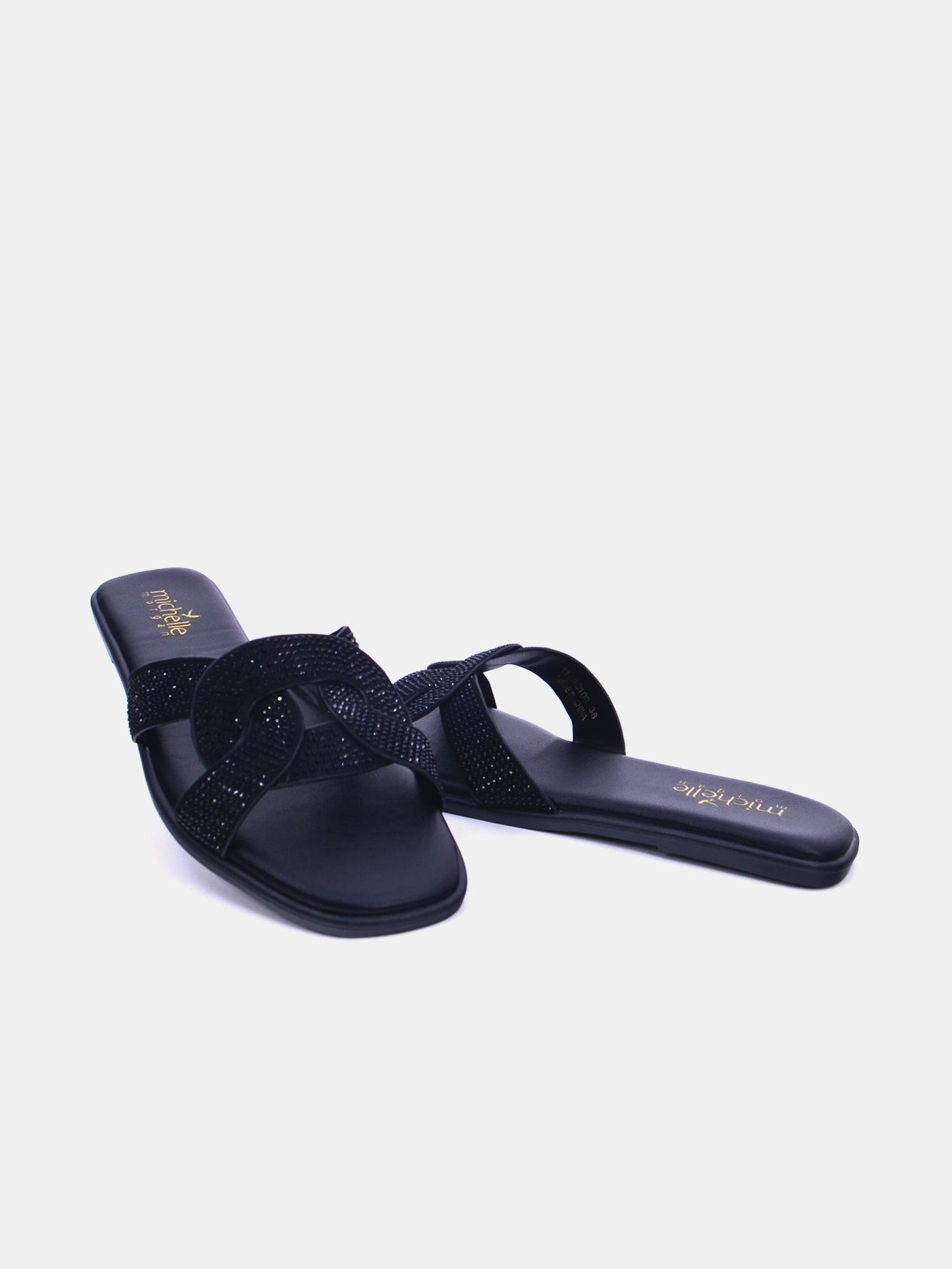 Michelle Morgan 114RC10B Women's Flat Sandals #color_Black