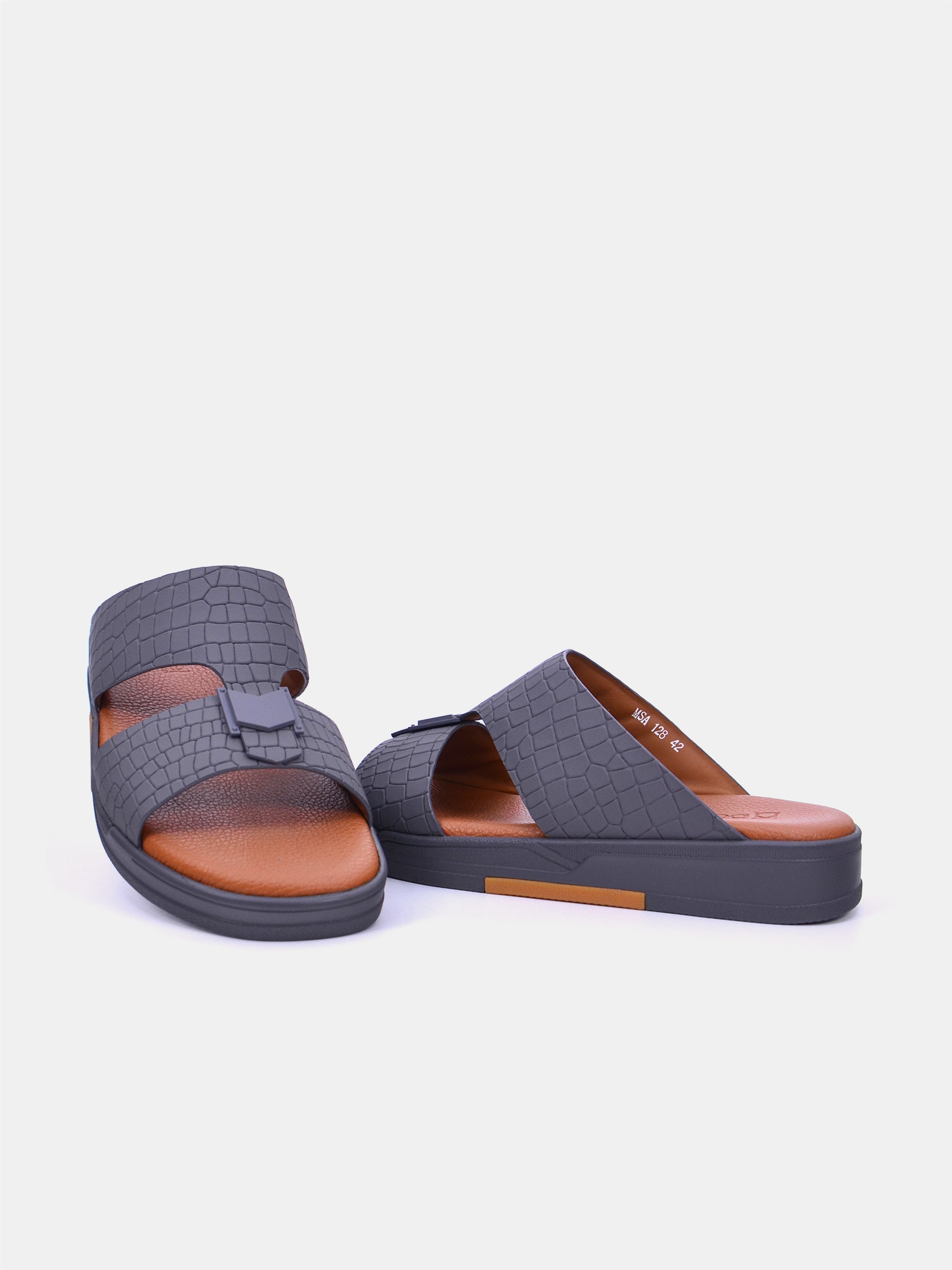 Barjeel Uno TAM Sole MSA-128 Men's Arabic Sandals #color_gray