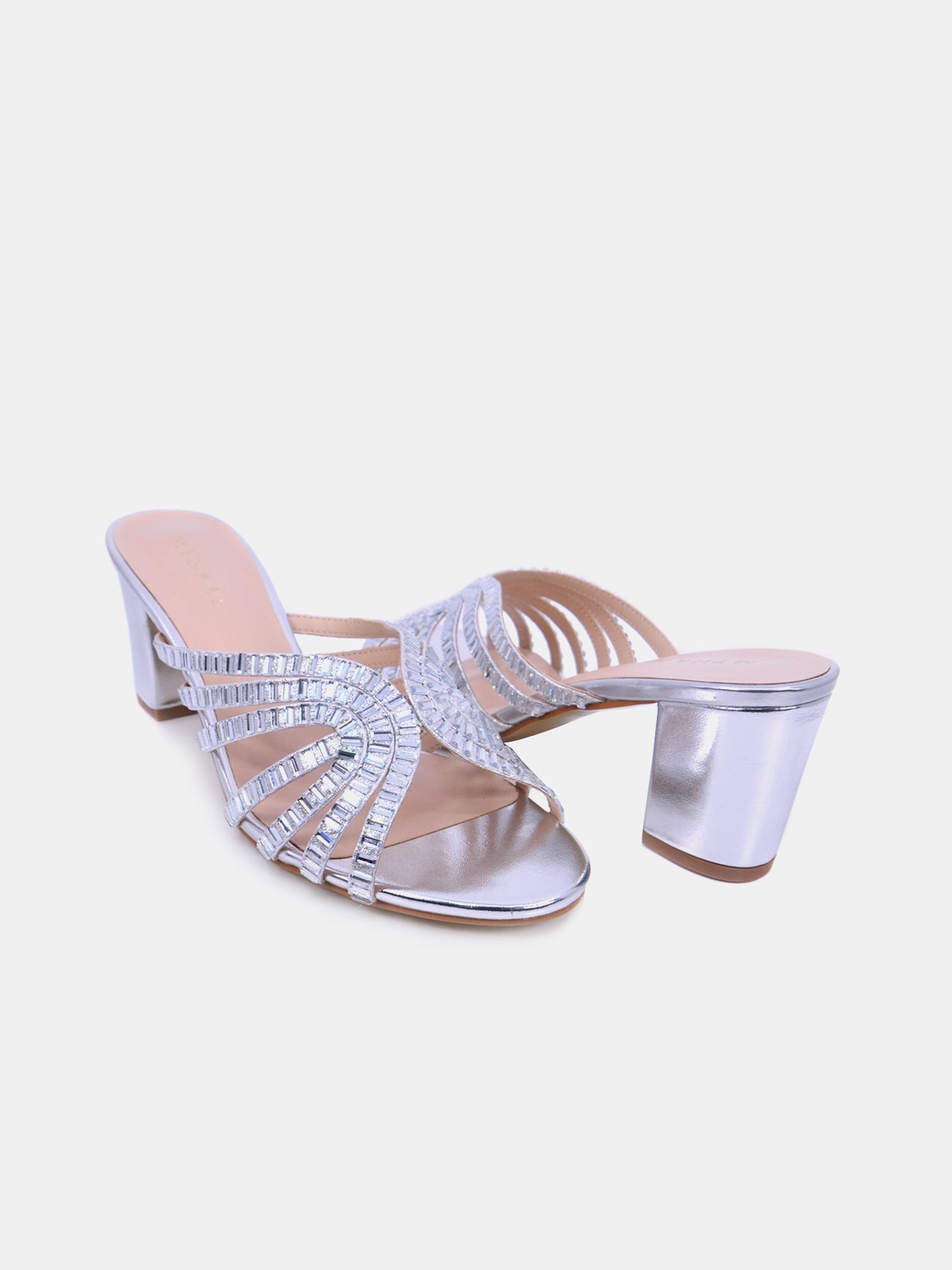 Mynaal Velaq Women's Block Heel Sandals #color_Silver