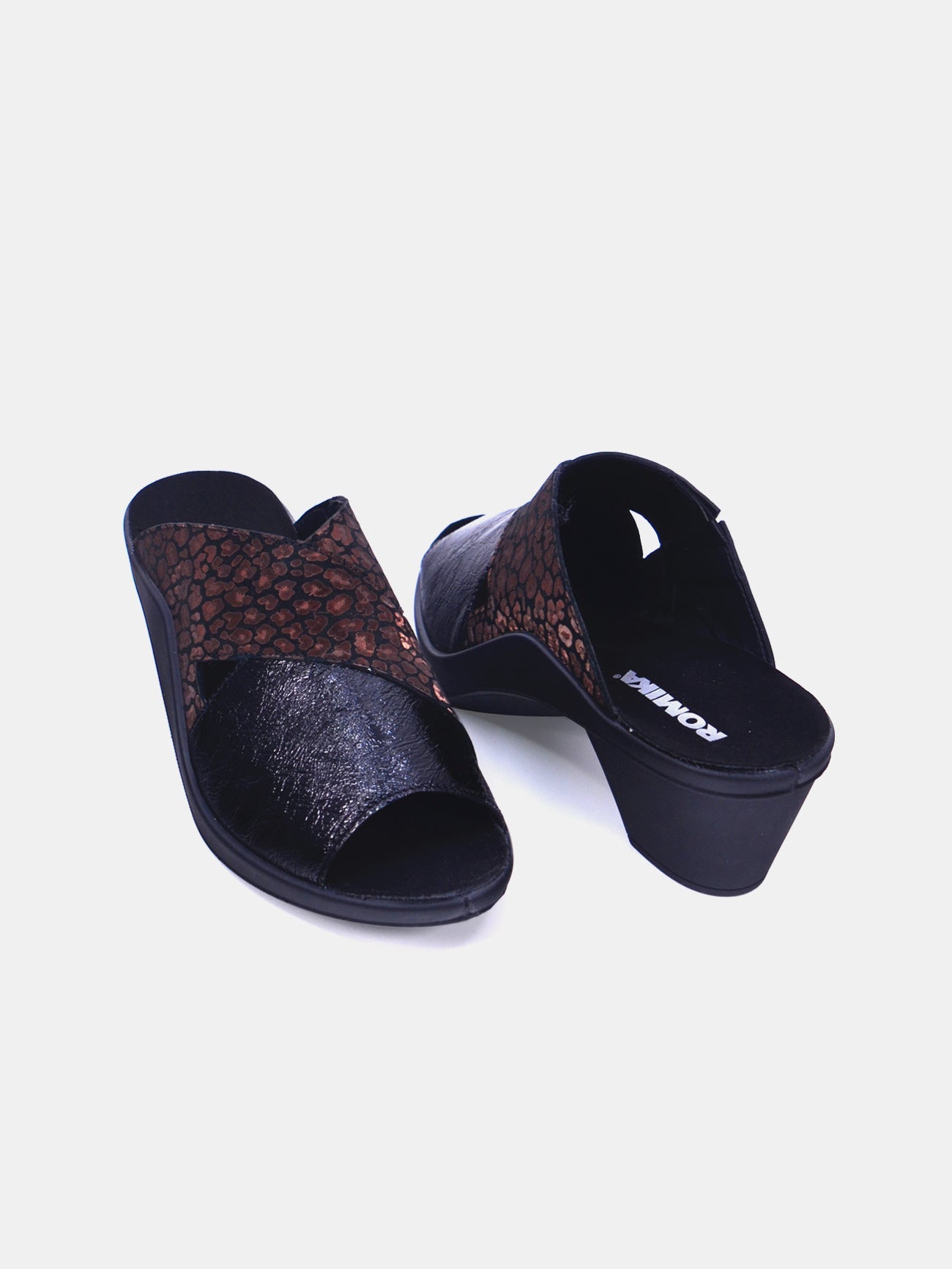 Romika 27163-AR552 Heel Sandals #color_Black / Gold