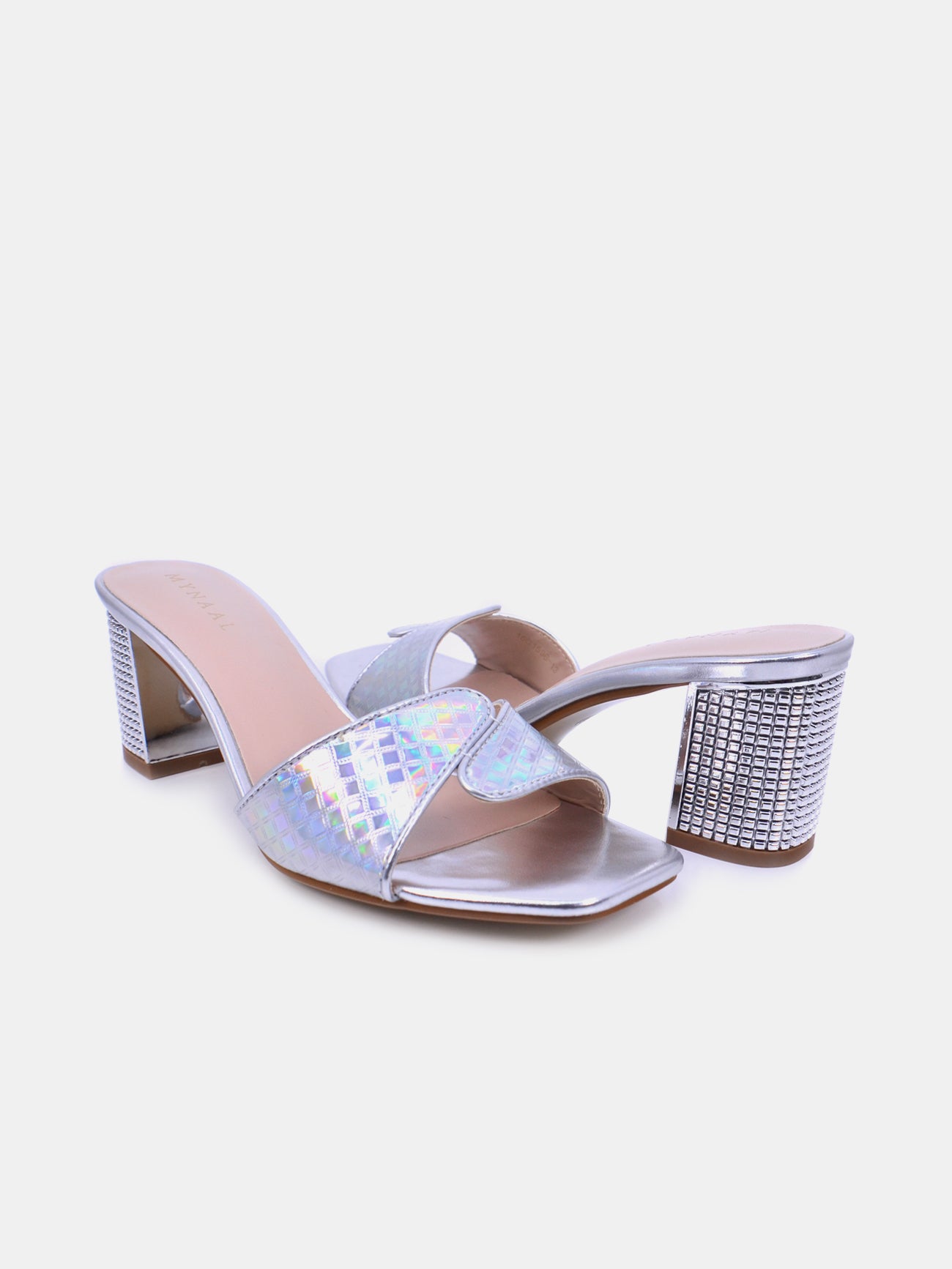 Mynaal Celest Women's Block Heel Sandals #color_Silver