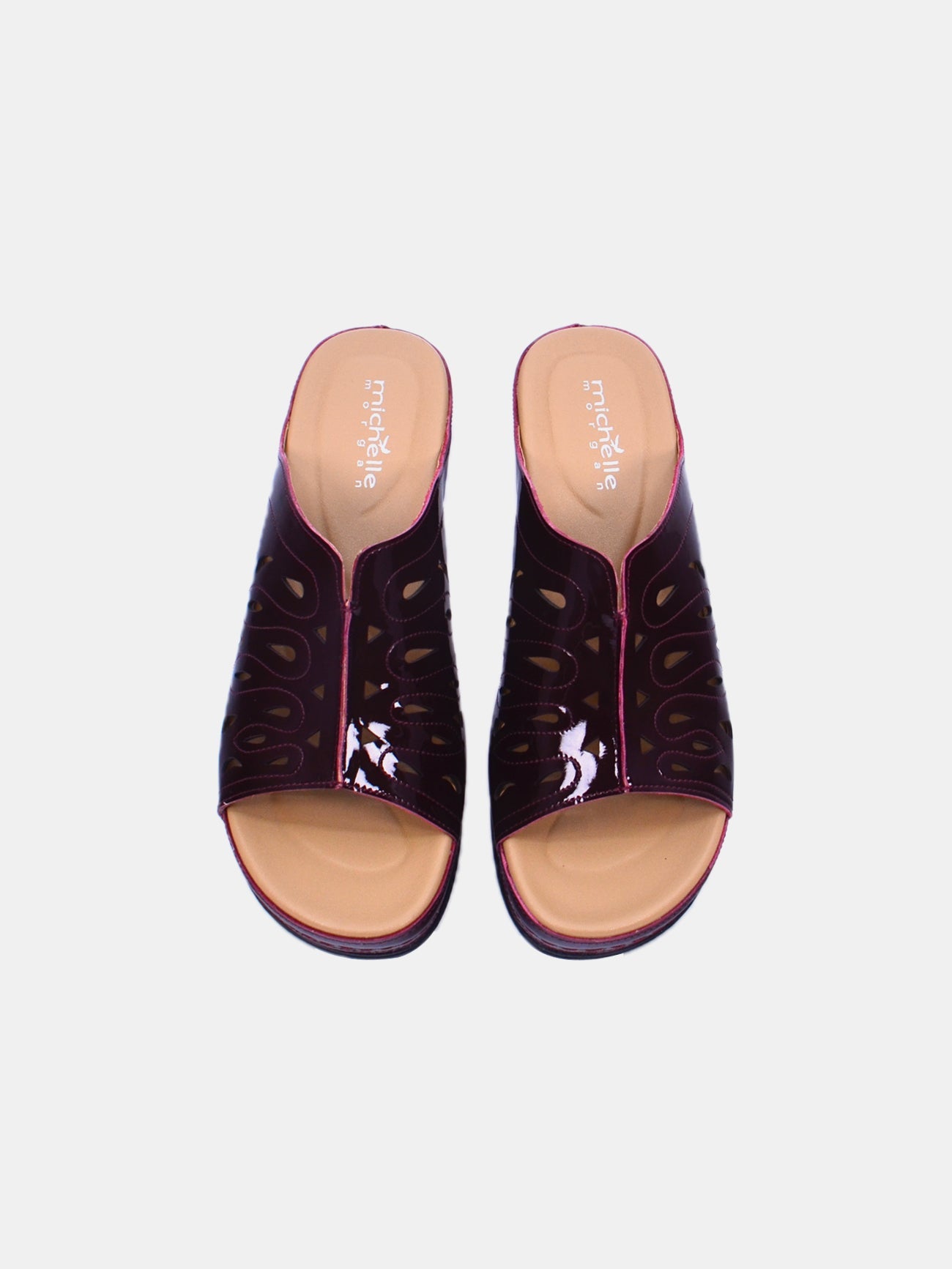 Michelle Morgan 2407-2 Women's Wedge Sandals #color_Maroon