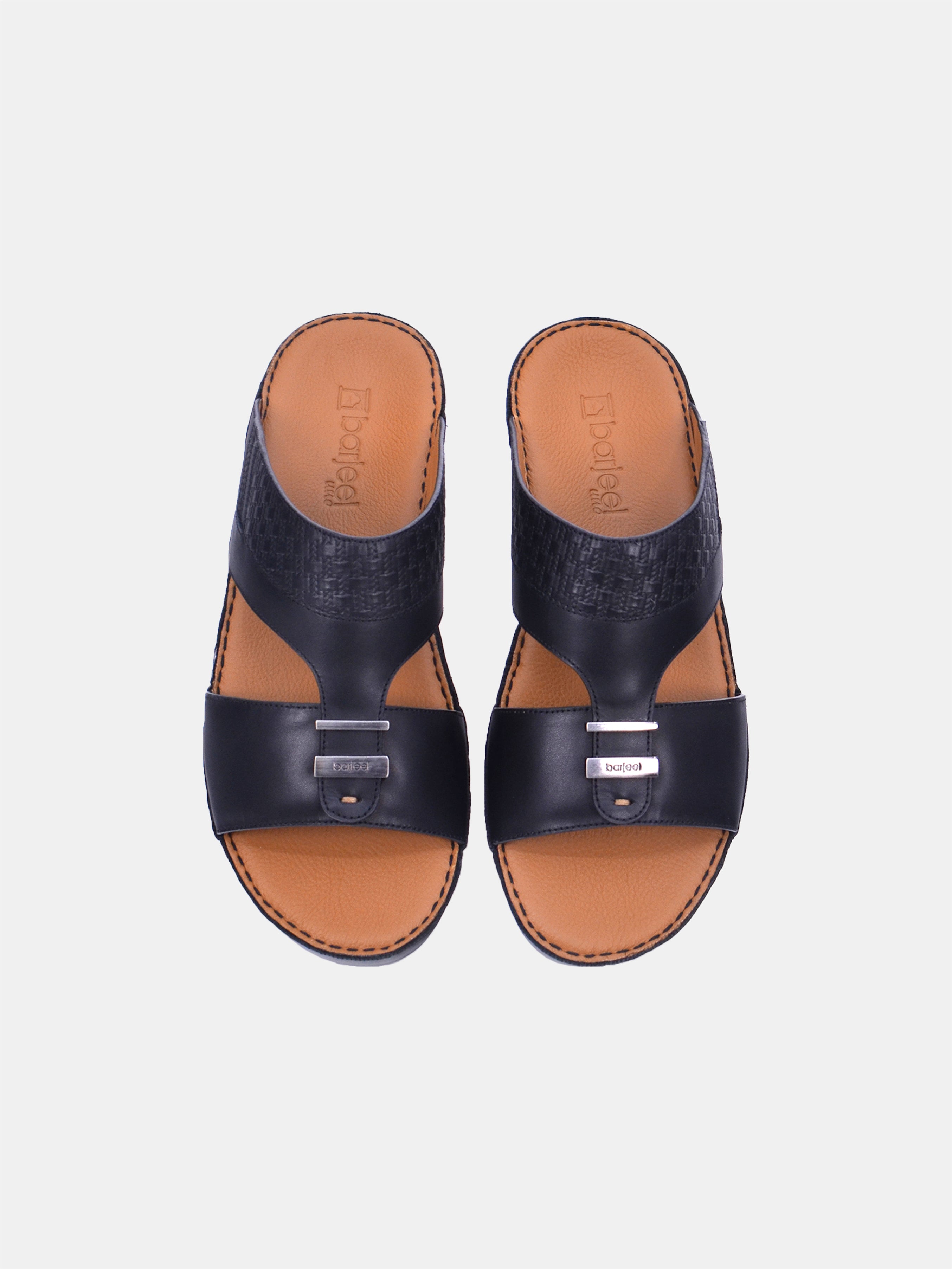 Barjeel Uno BS38 Men's Arabic Sandals #color_Black