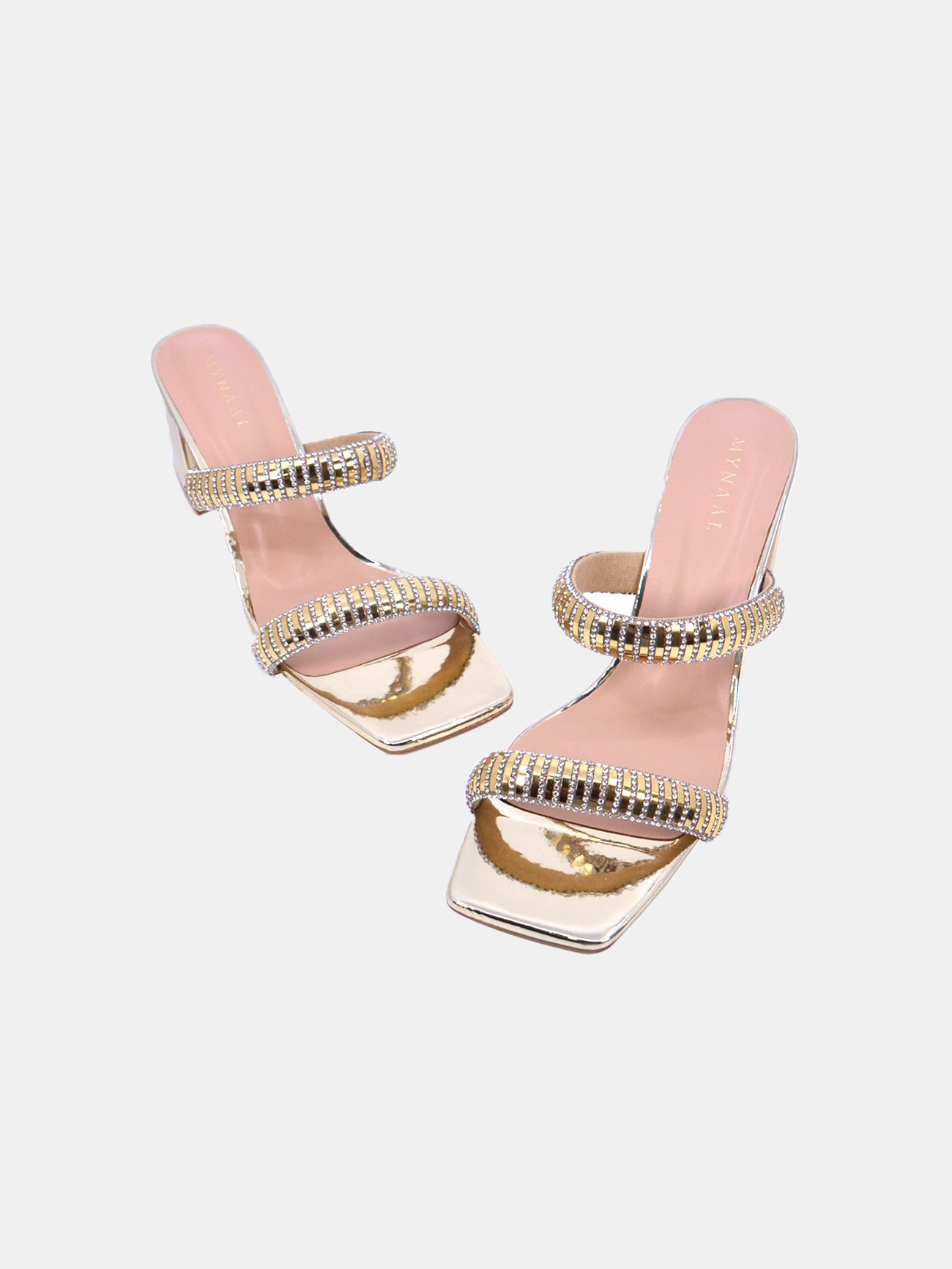 Mynaal Zenni Women's Block Heel Sandals #color_Gold