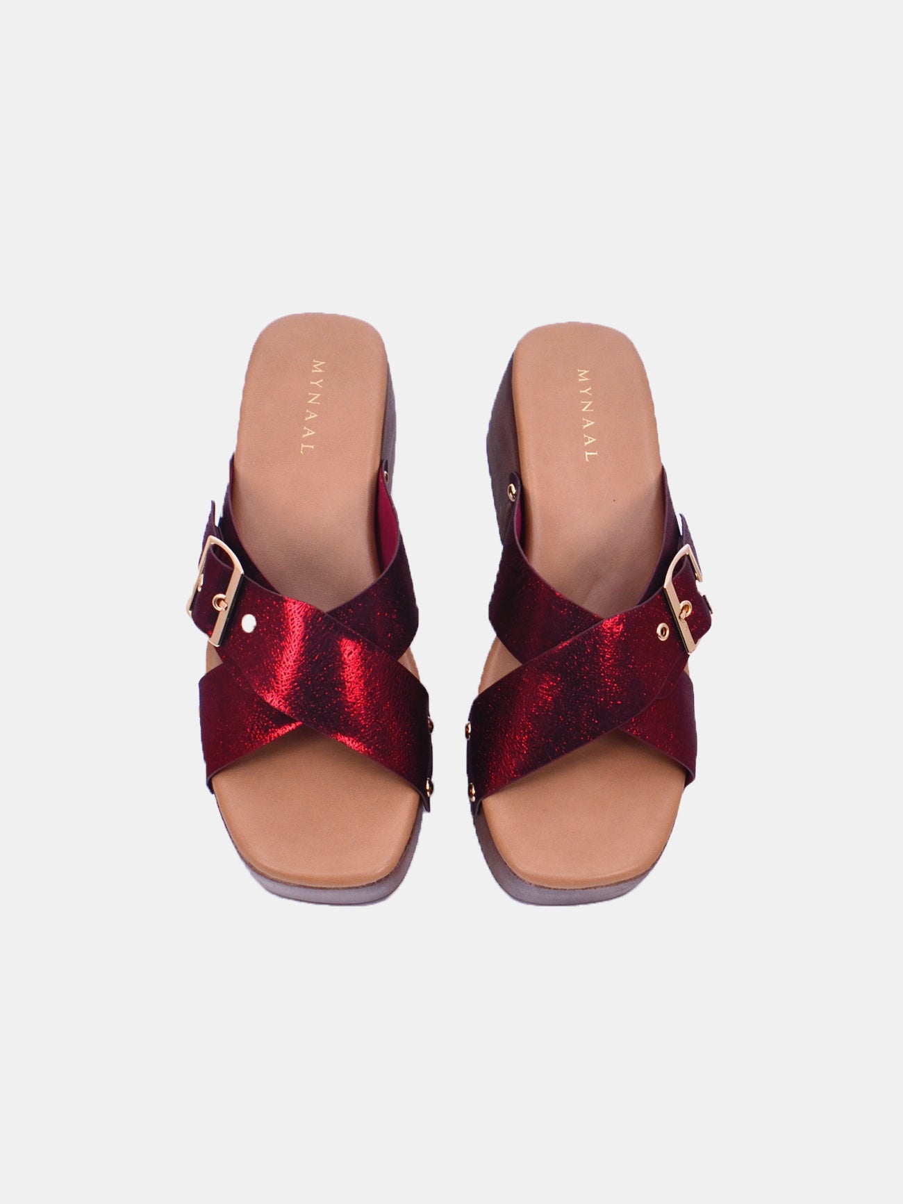 Mynaal Amora Women's Block Heel Sandals #color_Maroon