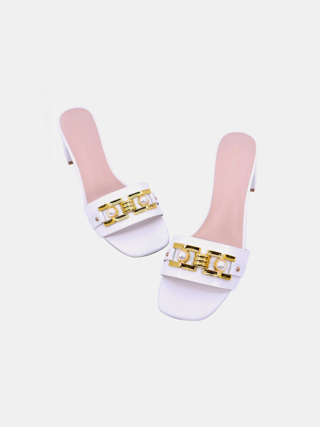 Mynaal Nova Women's Block Heel Sandals #color_White