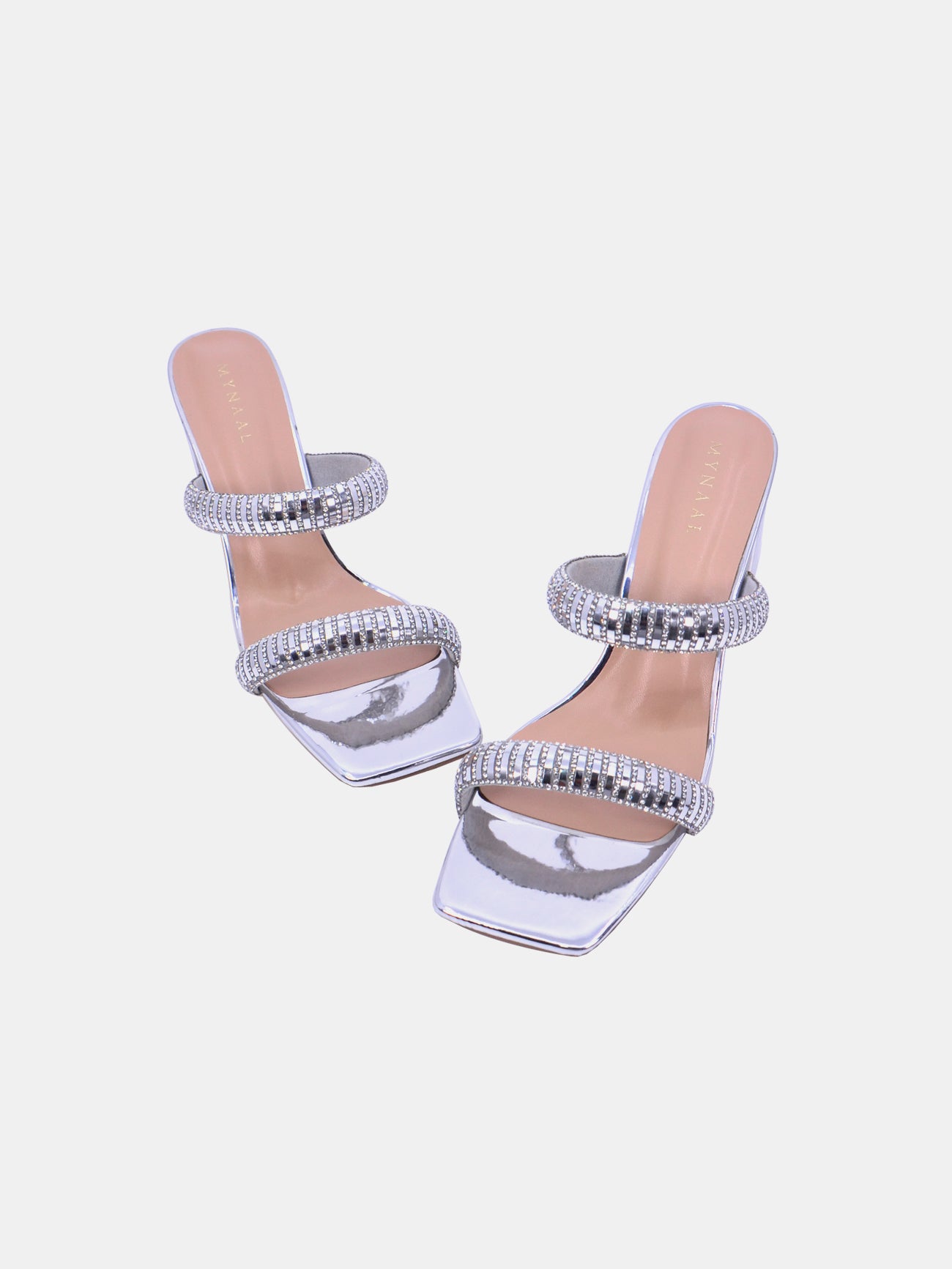 Mynaal Zenni Women's Block Heel Sandals #color_Silver