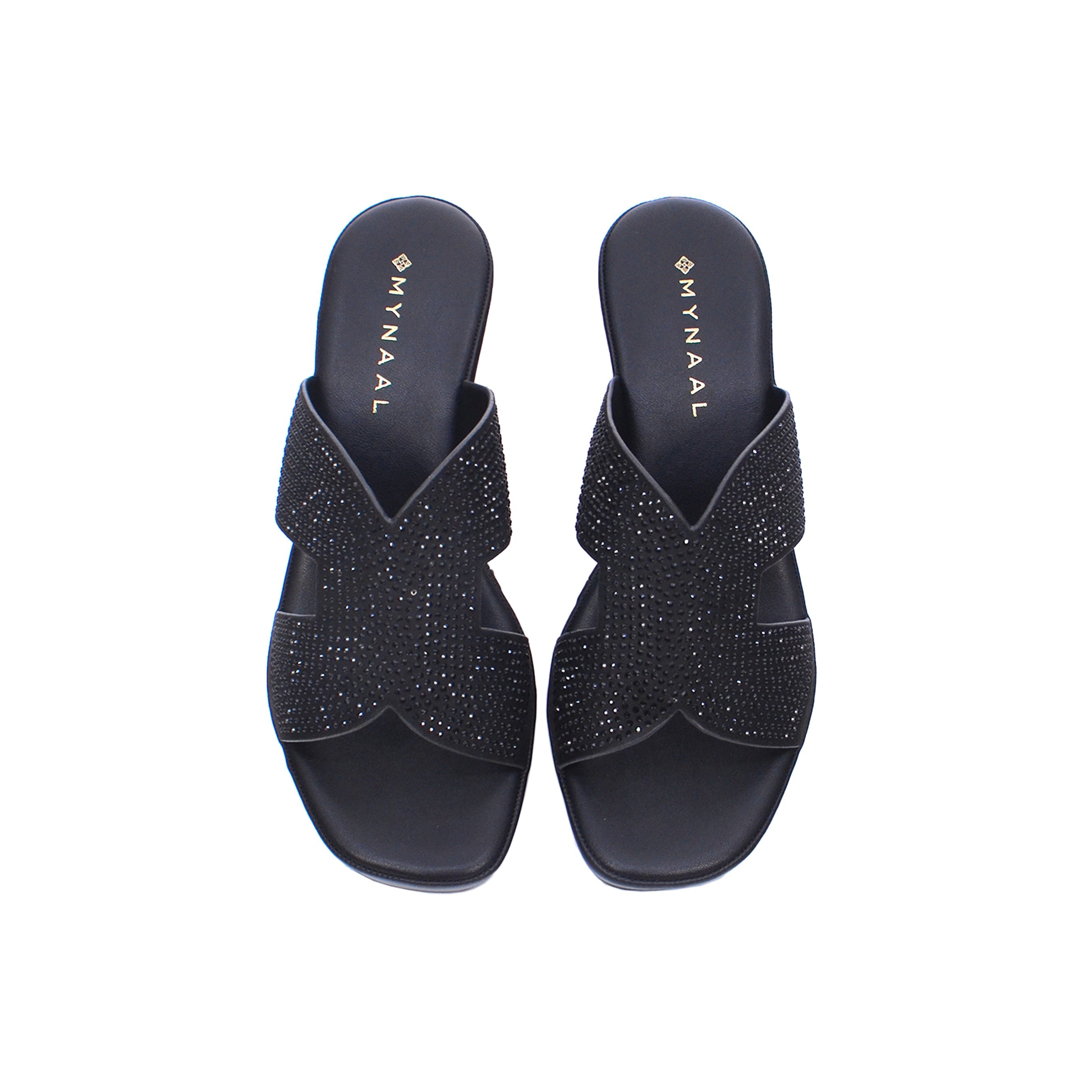 Mynaal 414Rj21C Women's Mid-Heel Sandal #color_Black