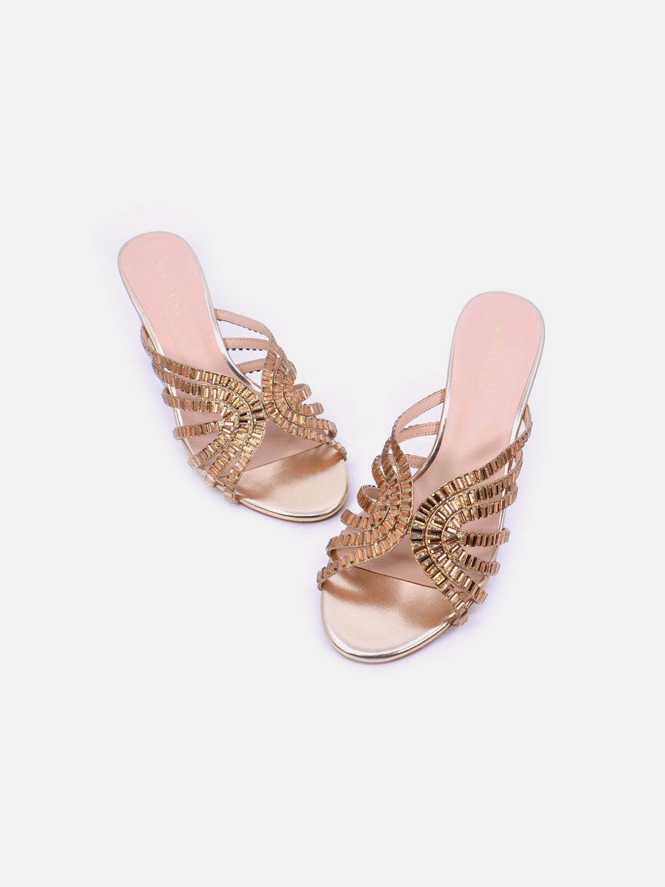 Mynaal Velaq Women's Block Heel Sandals #color_Gold
