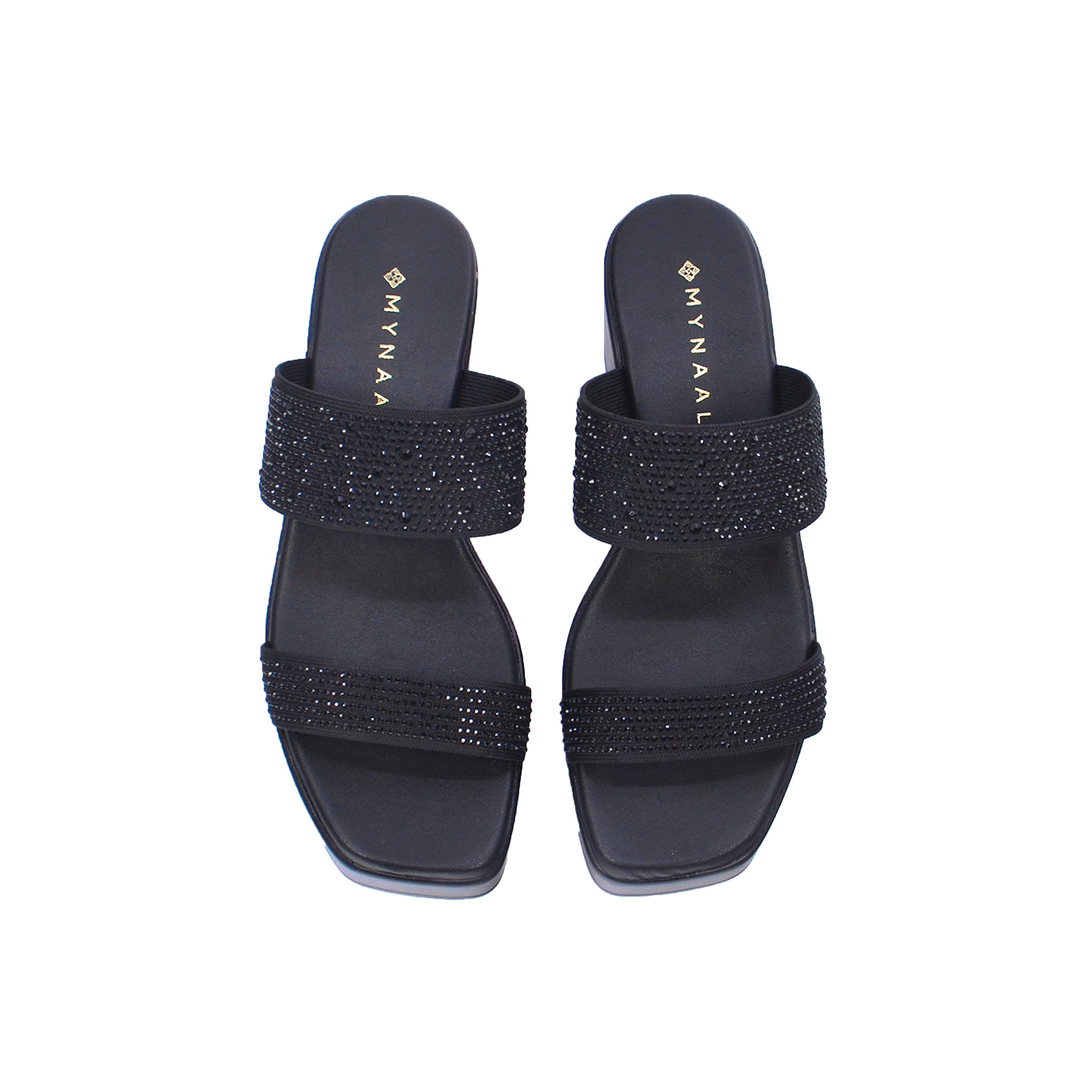 Mynaal 414Rj67B Women's Block-Heel Sandal #color_Black