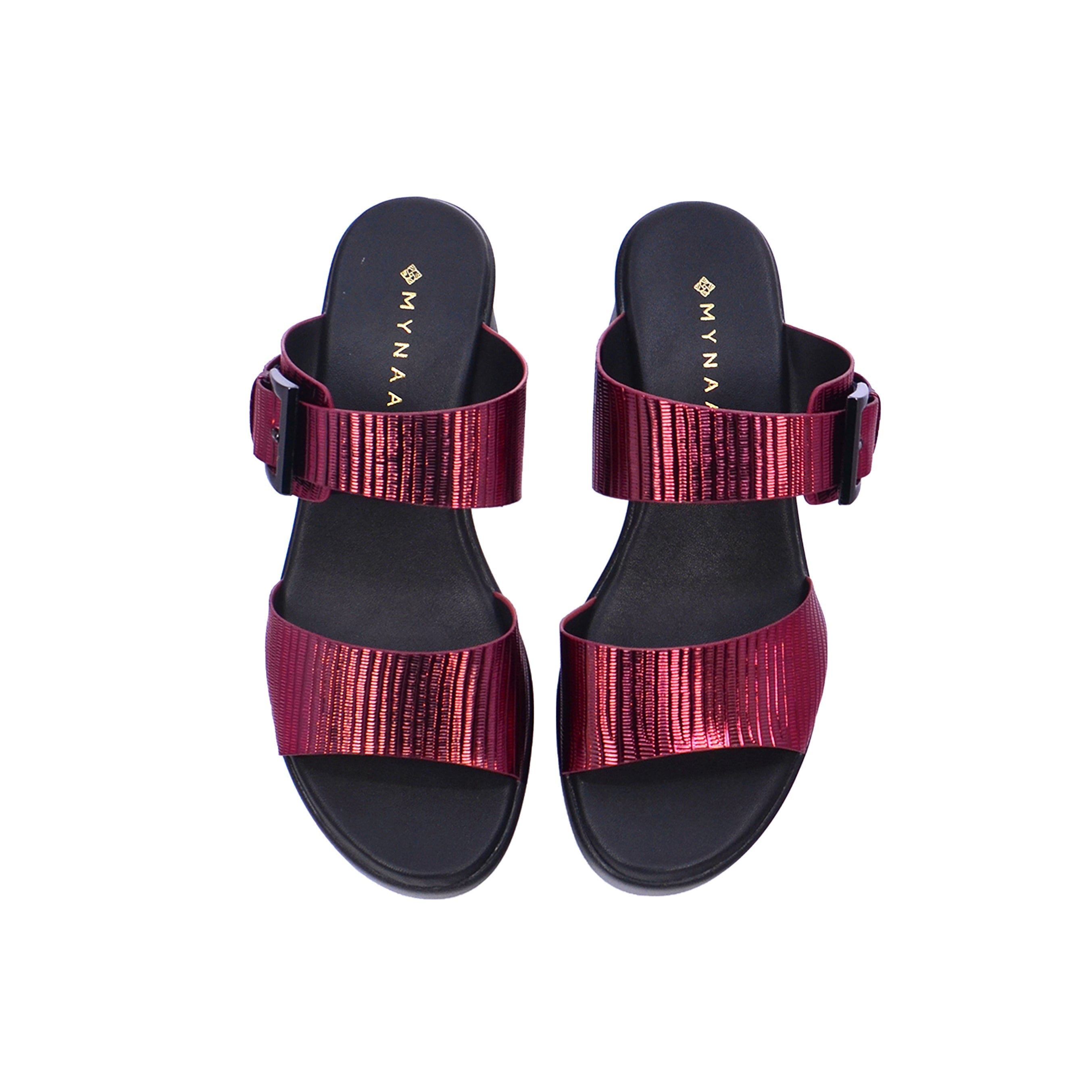 Mynaal 414Rj691 Women's Block Heel Sandal #color_Maroon