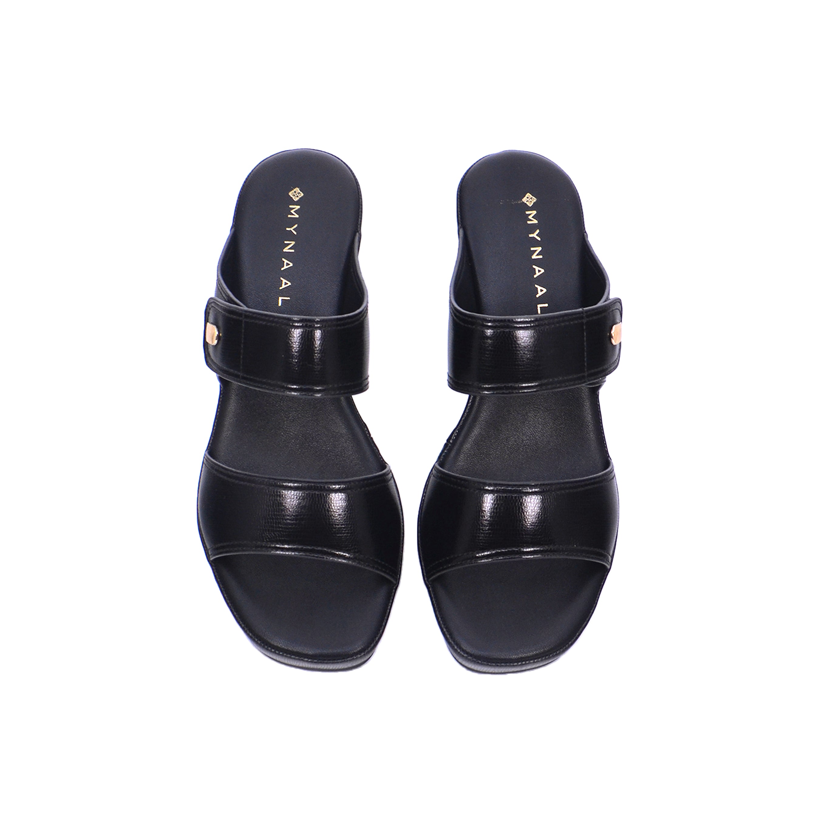 Mynaal 414Rj21B Women's Mid-Heel Sandal #color_Black
