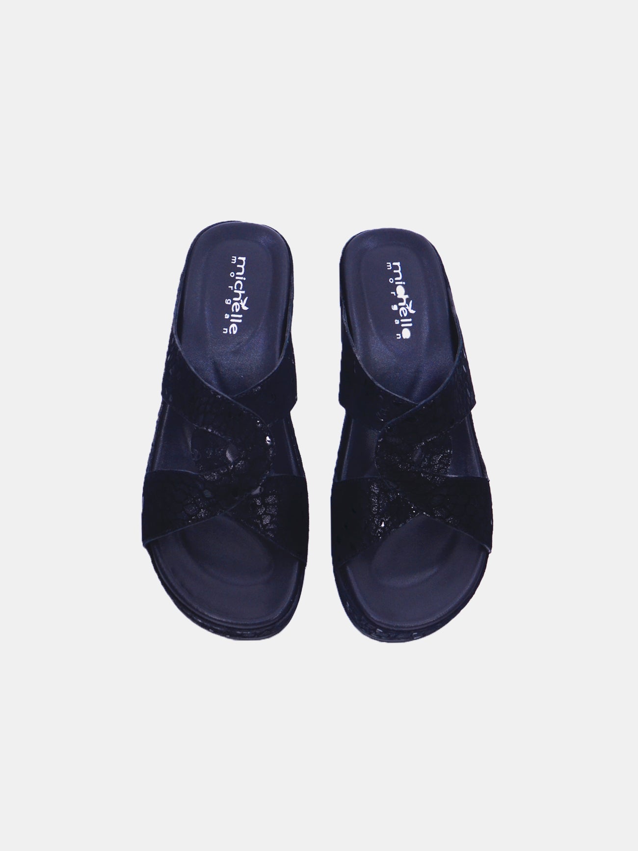 Michelle Morgan 2407-3 Women's Wedge Sandals #color_Black