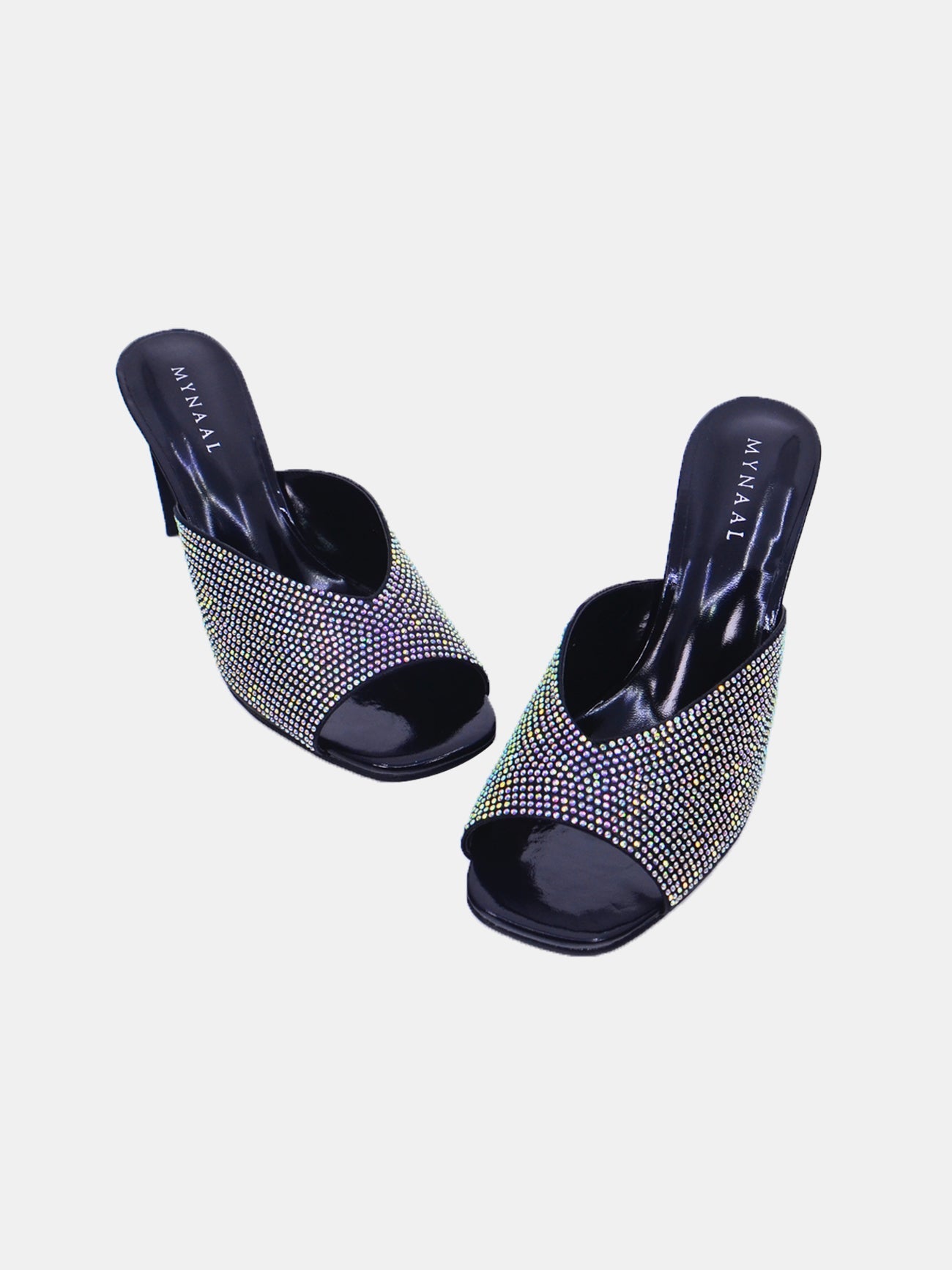 Mynaal Glitzo Women's High Heel Sandals #color_Black