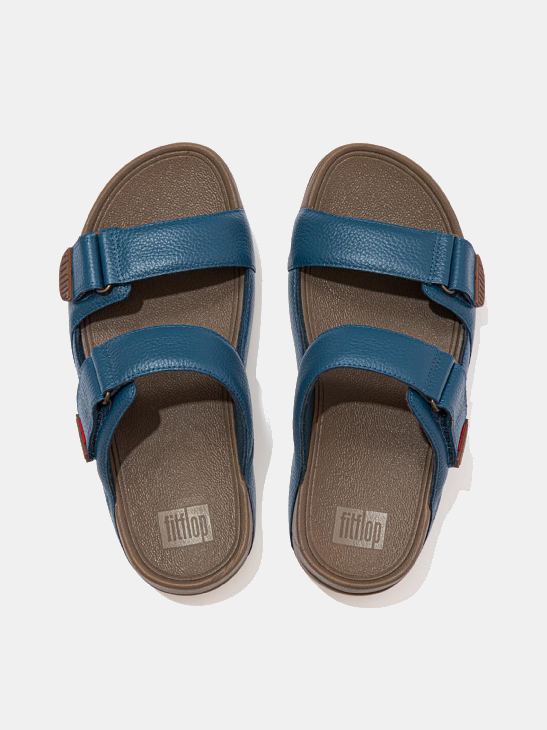 Fitflop Men's Gogh Moc Adjustable Leather Slides #color_Blue