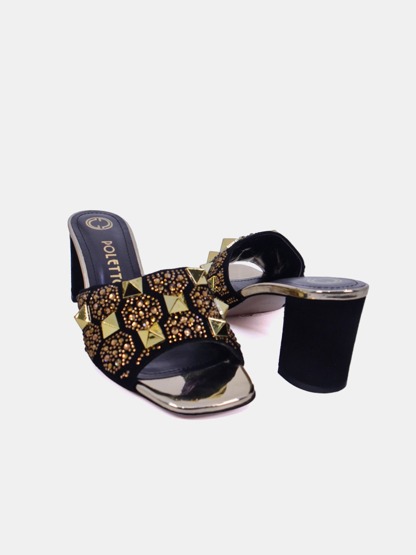 Poletto 4183189 Women's Heeled Sandals #color_Black
