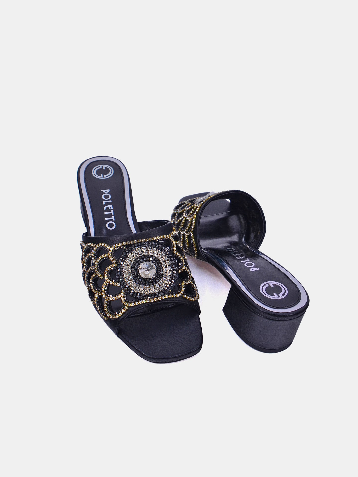 Poletto 54412 Women's Heeled Sandals #color_Black