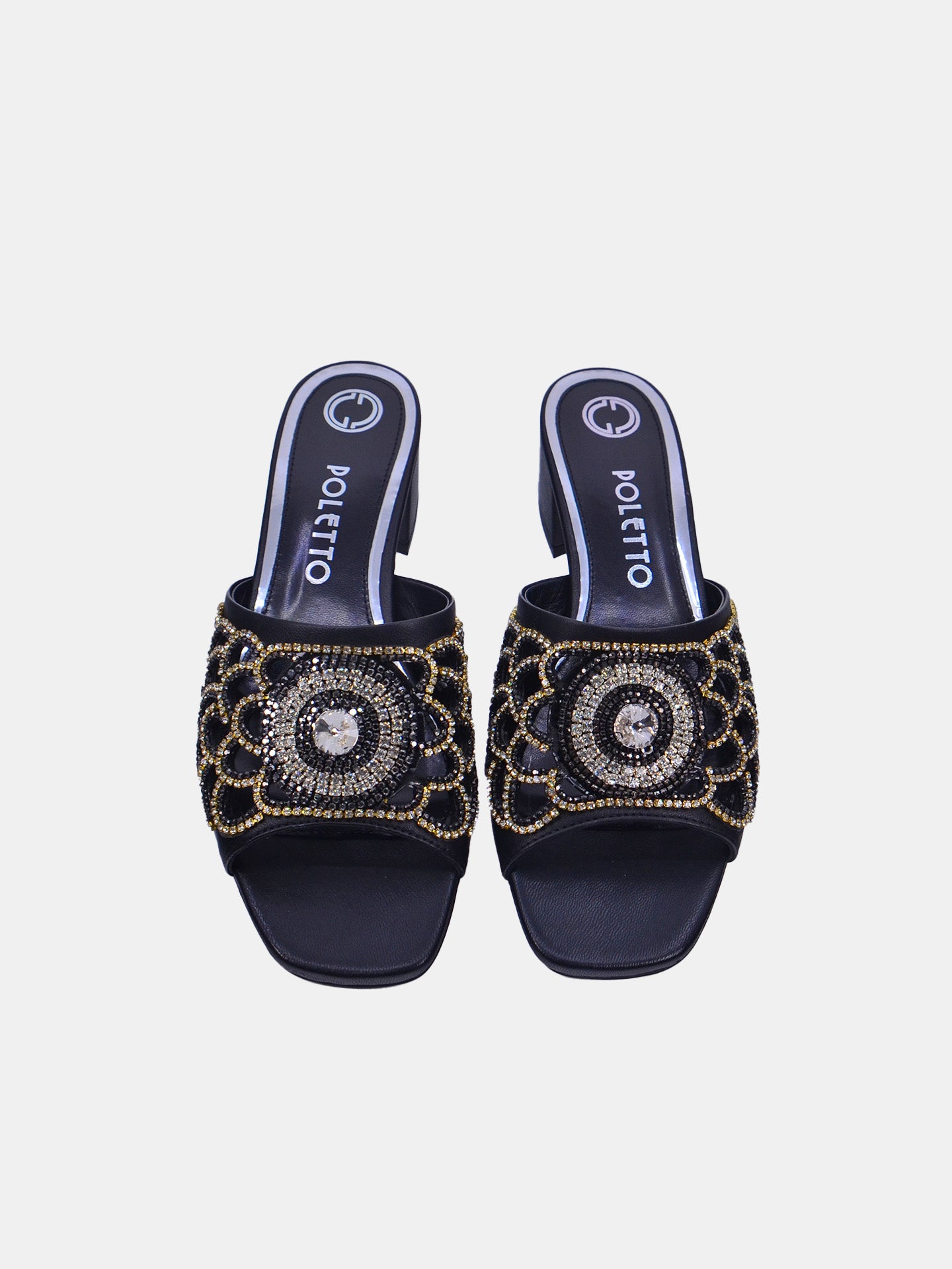 Poletto 54412 Women's Heeled Sandals #color_Black