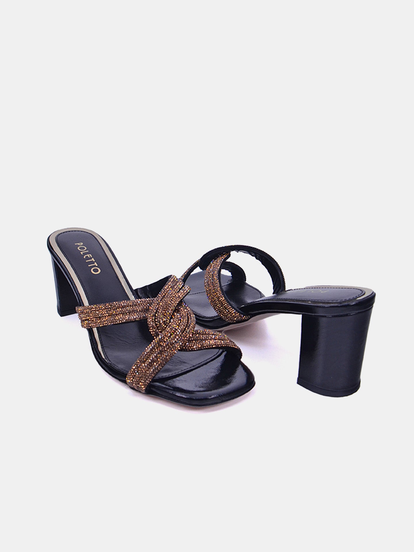 Poletto 4183177 Women's Heeled Sandals #color_Black