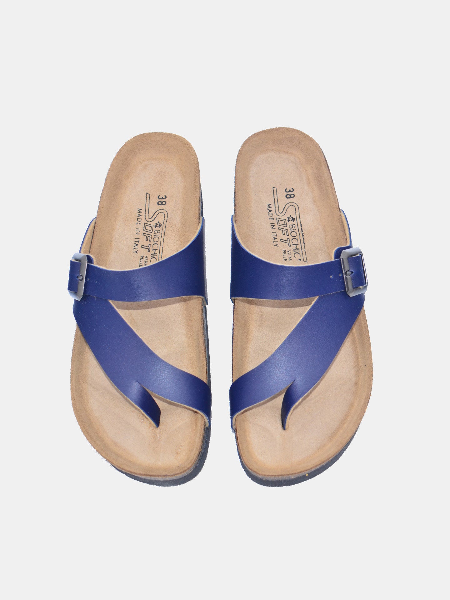 Biochic Women's Finger Type Mid Heel Sandals #color_Blue