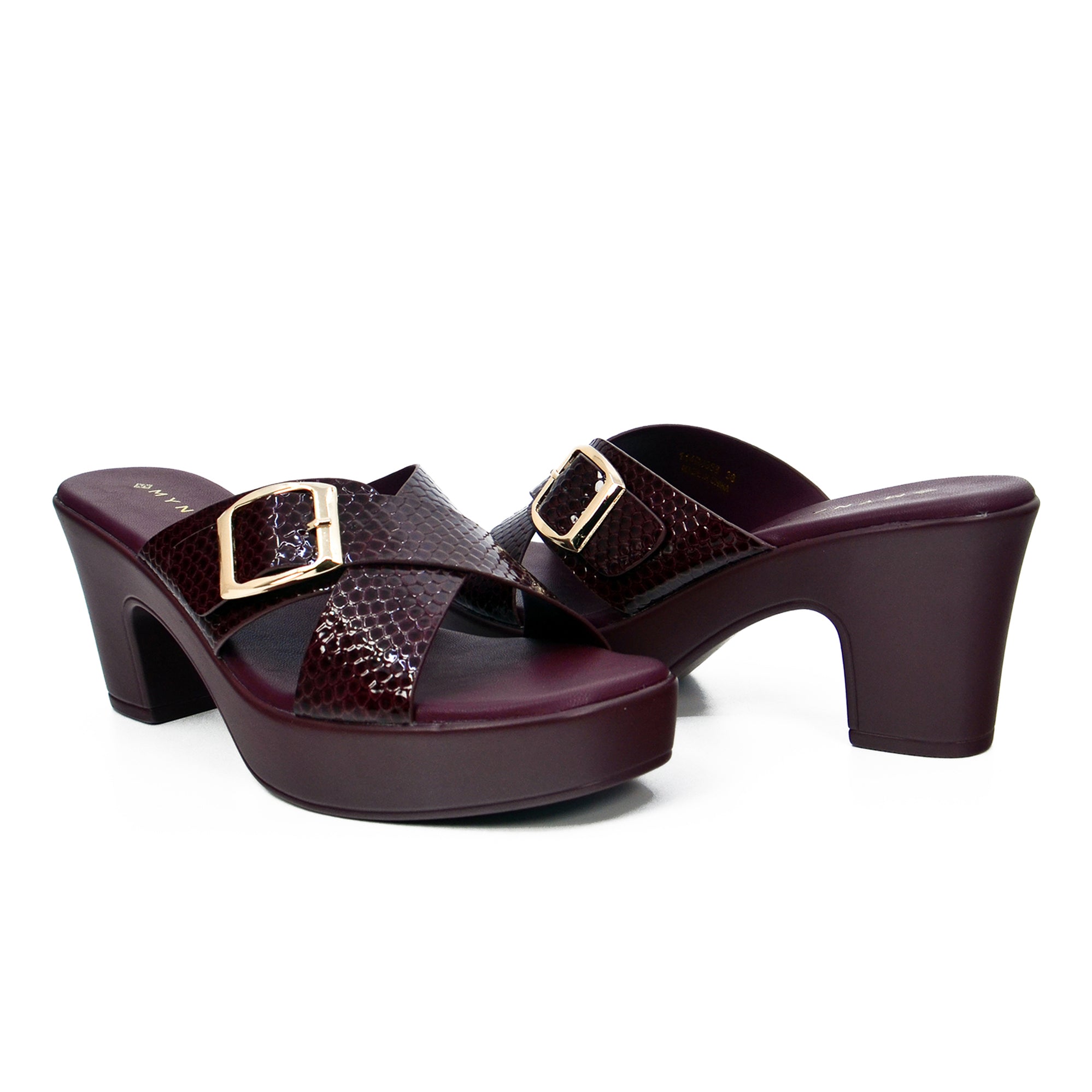 Mynaal 114Rj858 Women's Platform Heel Sandal #color_Maroon